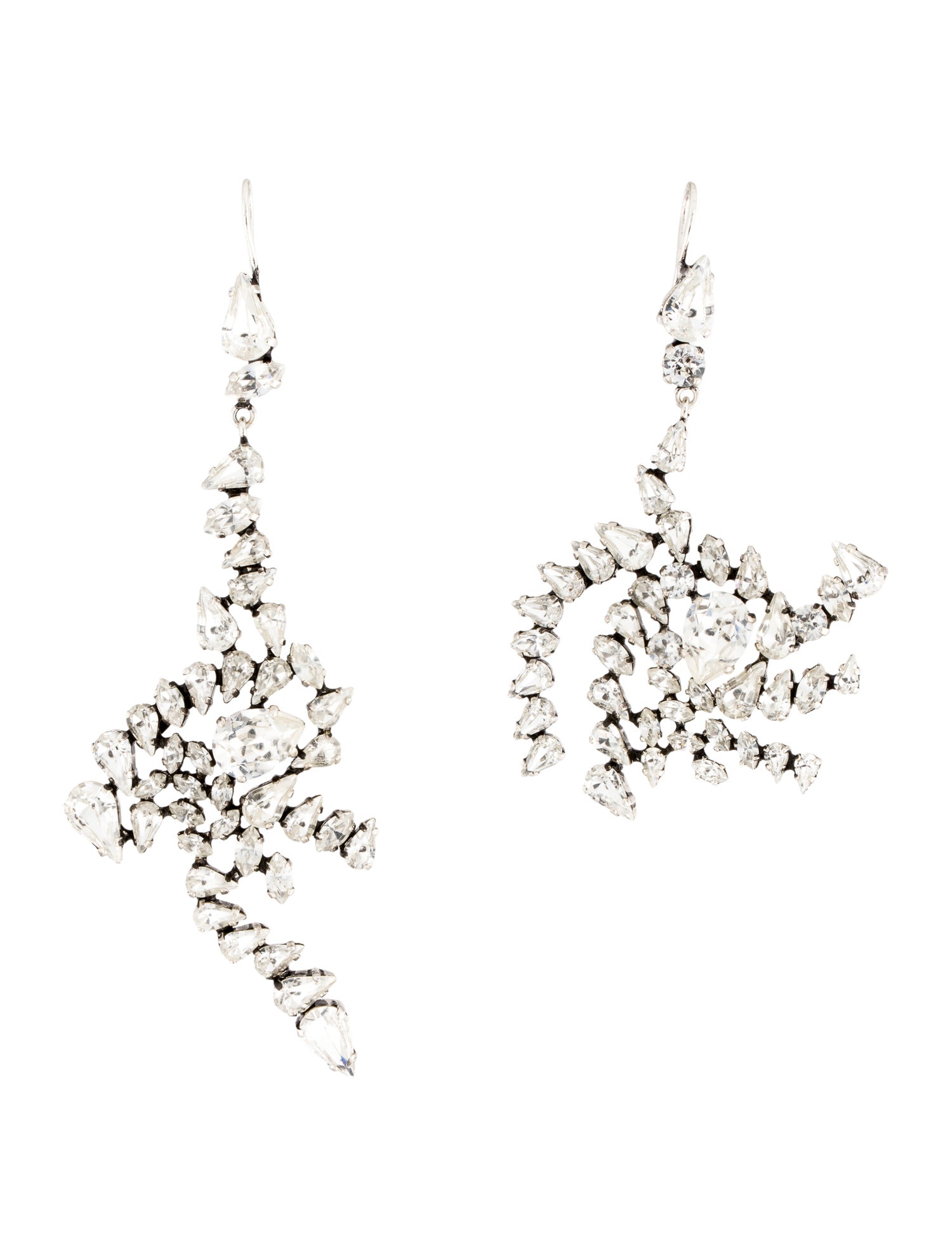Saint Laurent Spiral Rhinestone Drop Earrings