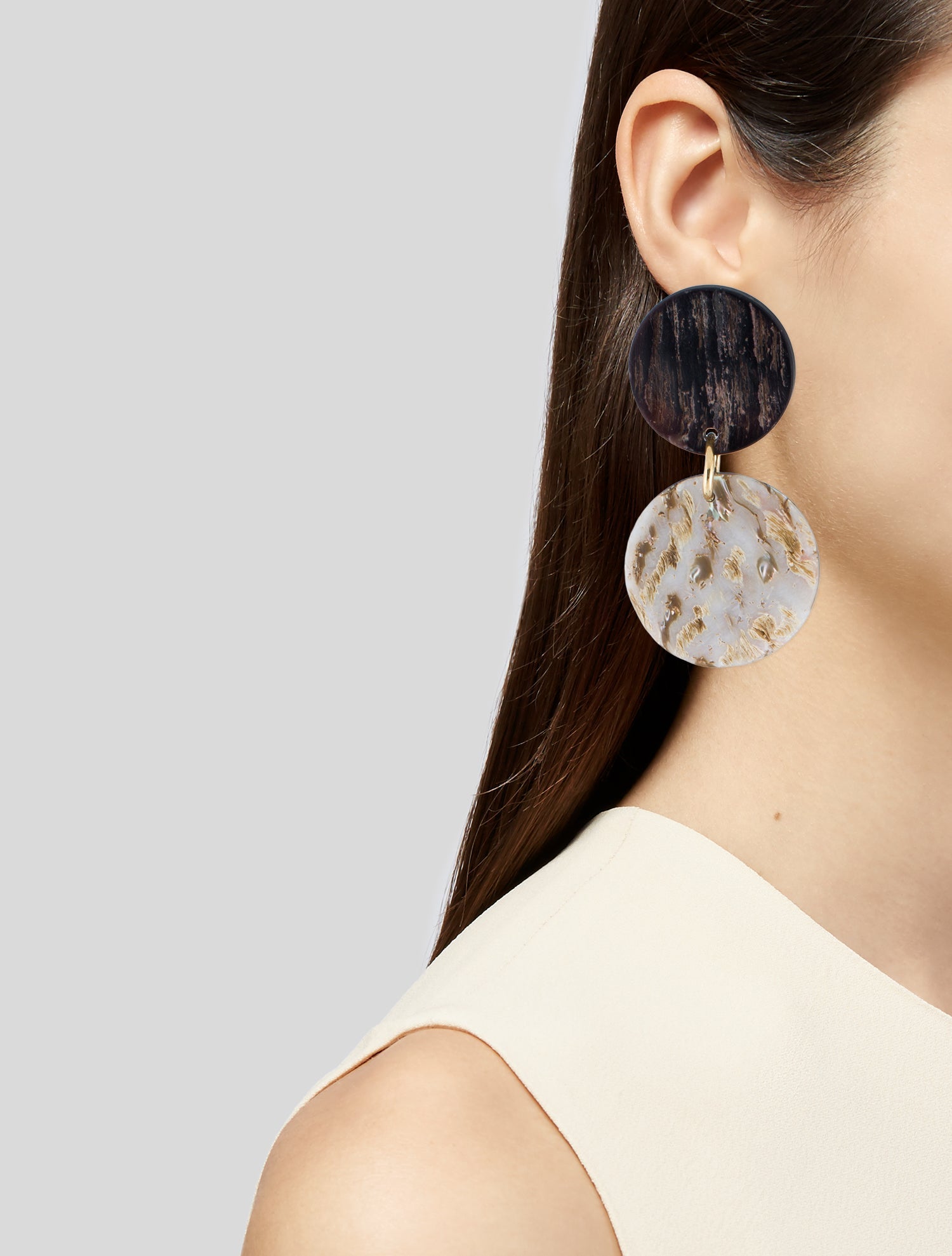 Saint Laurent Abalone Clip On Earrings