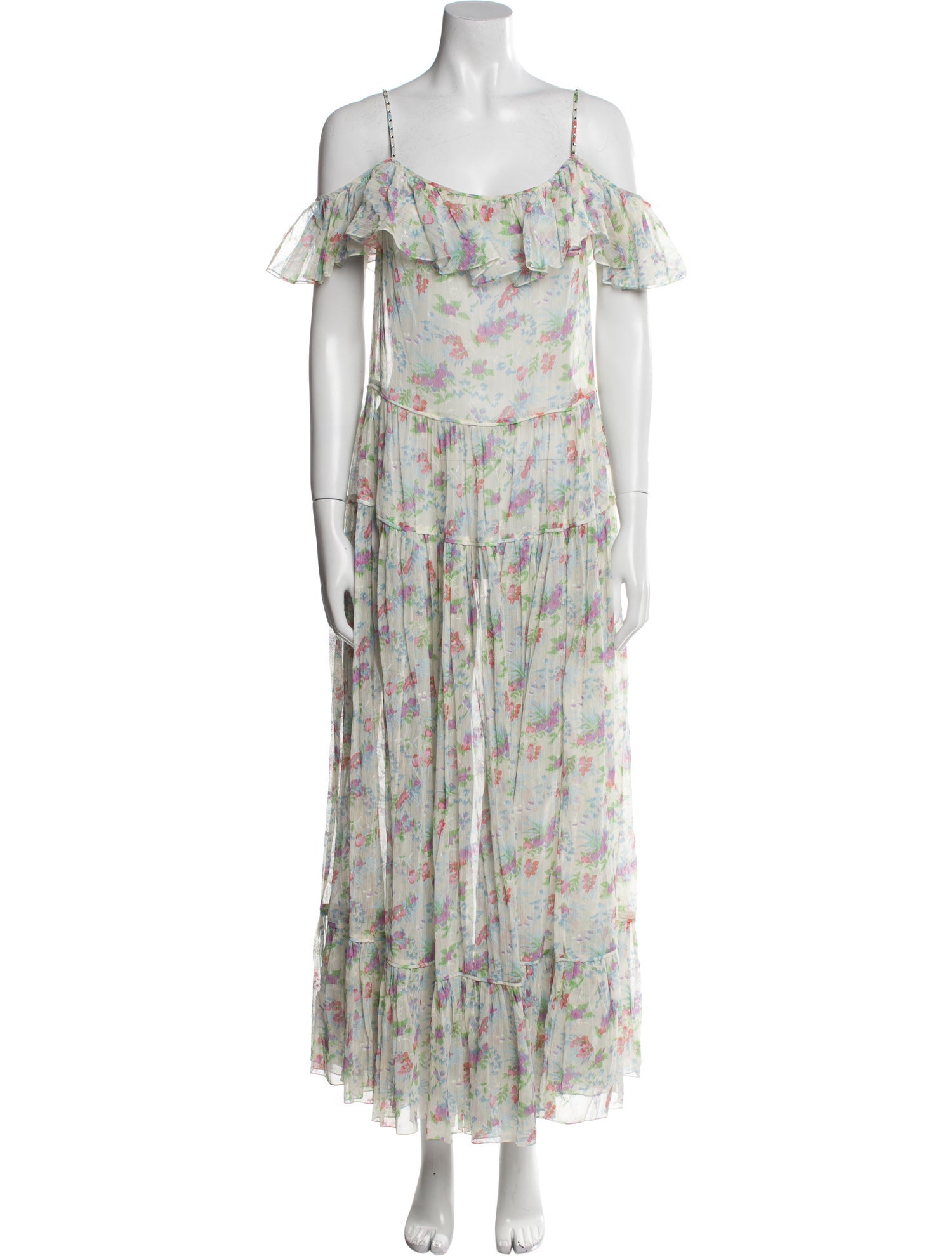 Saint Laurent Floral Print Long Dress