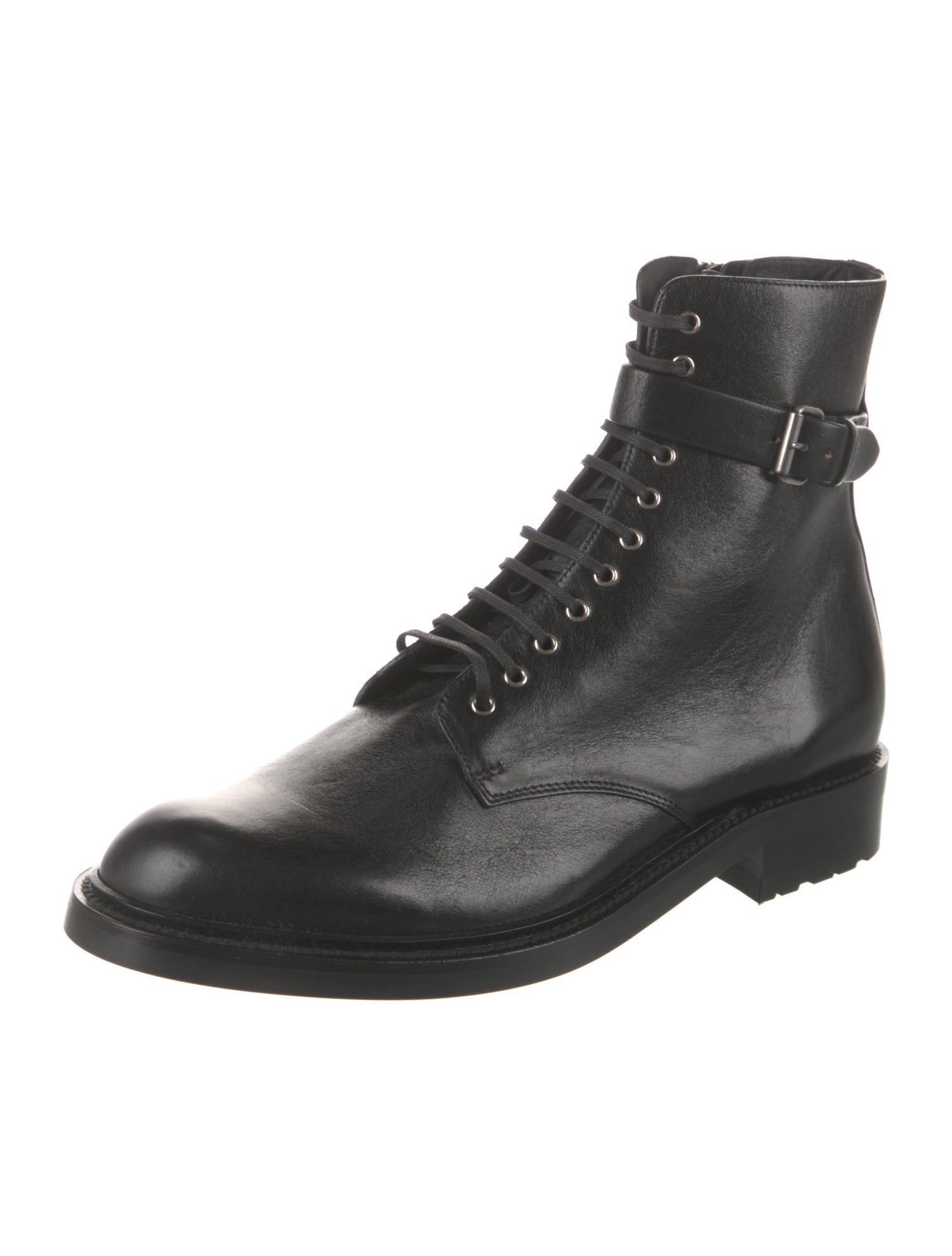 Saint Laurent Leather Lace-Up Boots