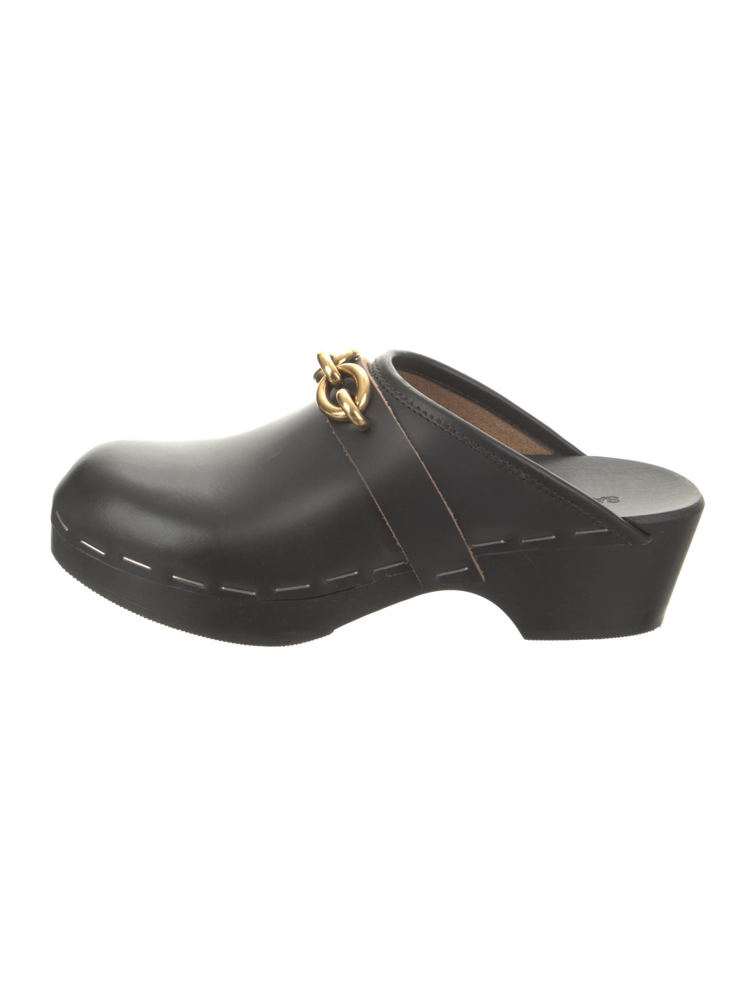 Saint Laurent Leather Chain-Link Accents Mules