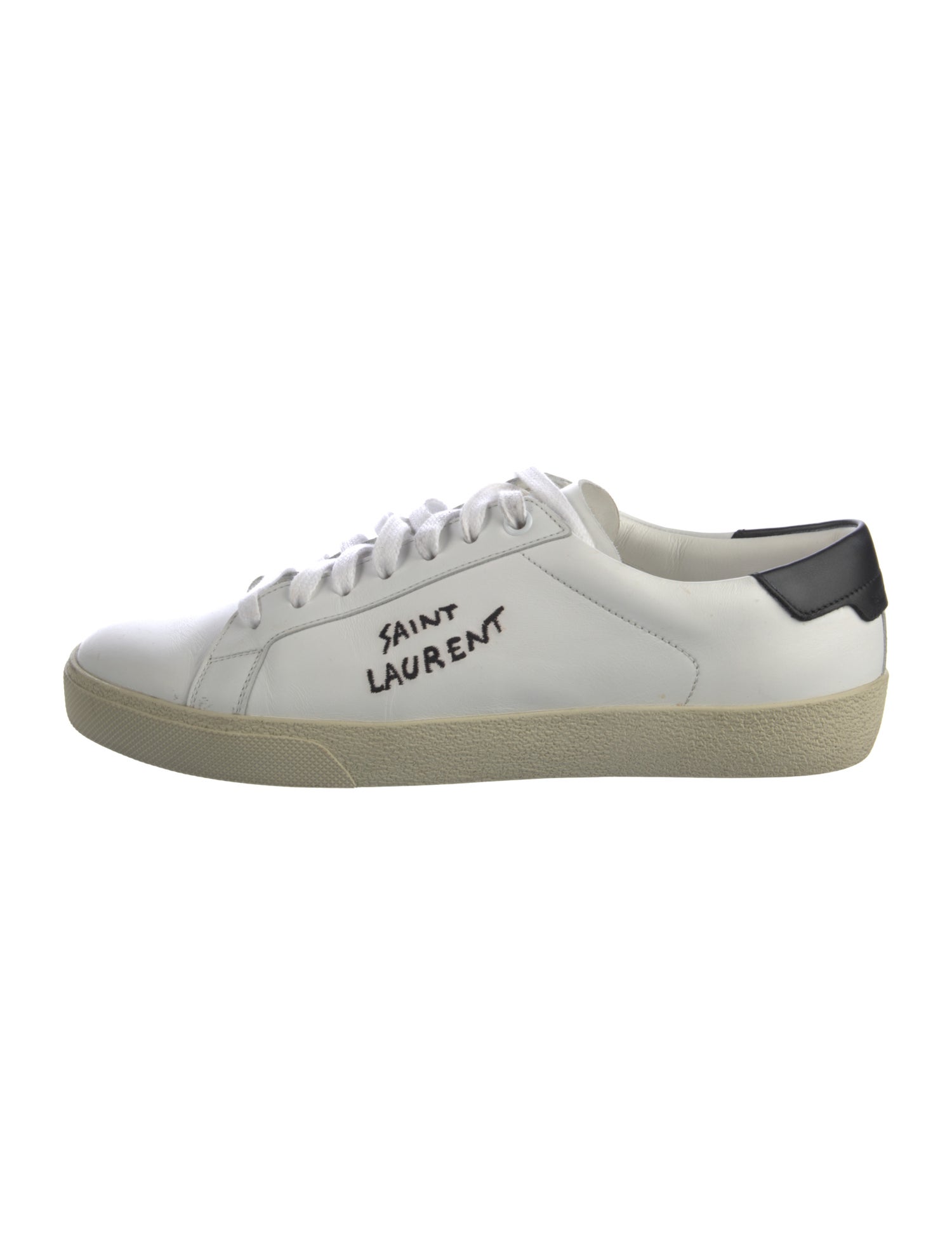 Saint Laurent Leather Embroidered Accent Sneakers
