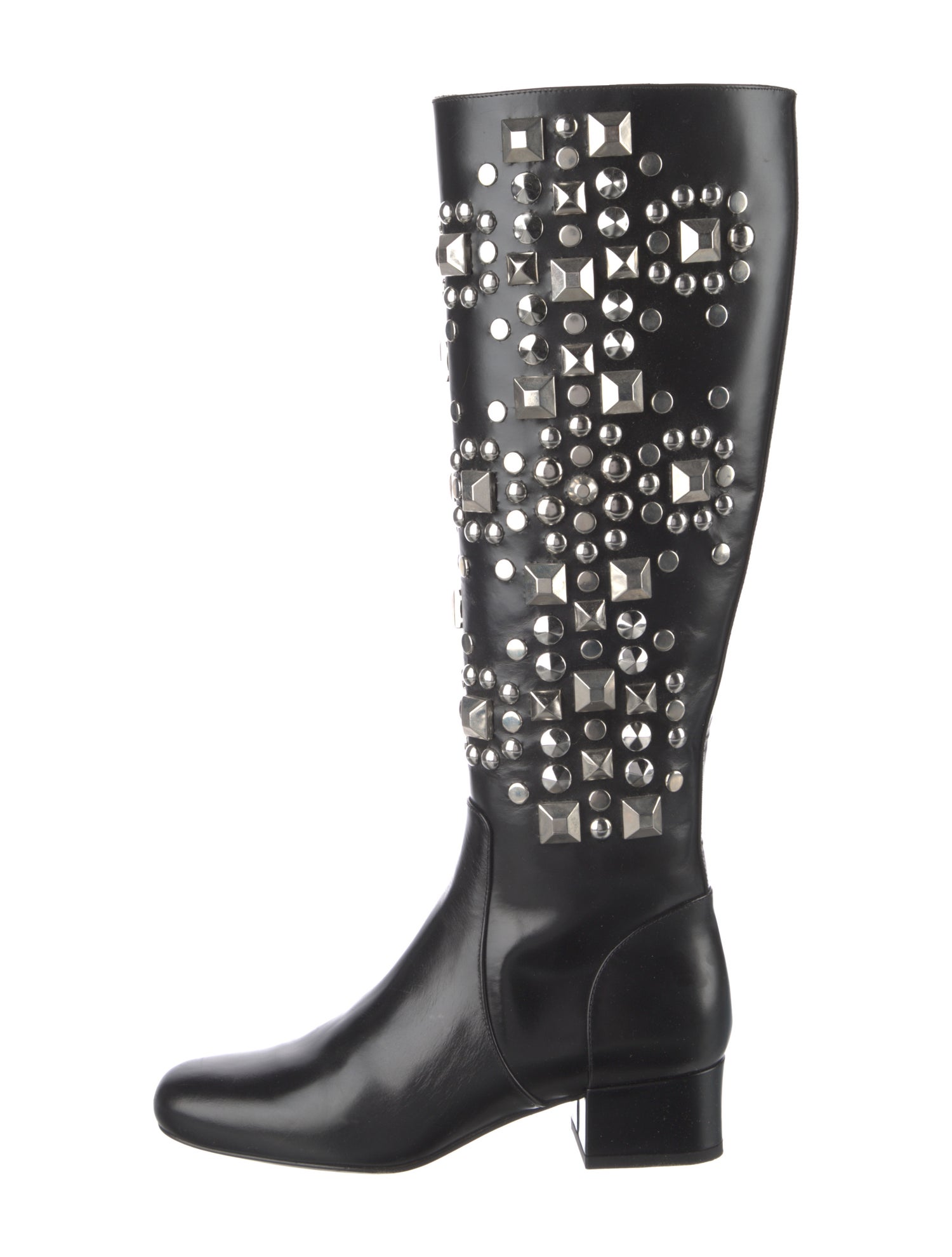 Saint Laurent Leather Studded Accents Rain Boots