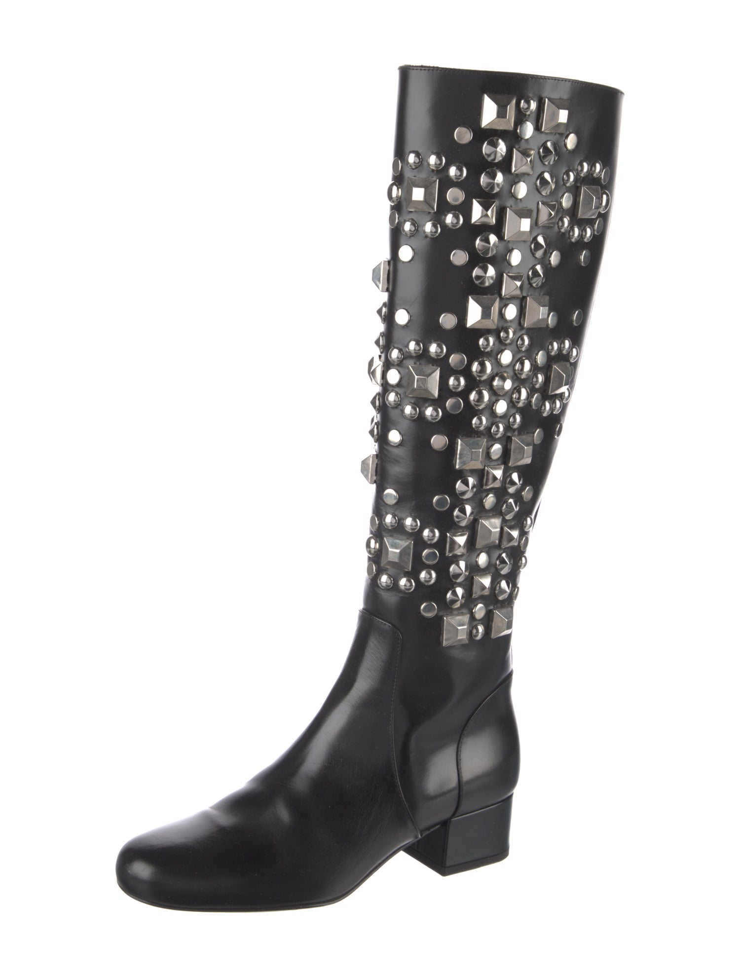 Saint Laurent Leather Studded Accents Rain Boots