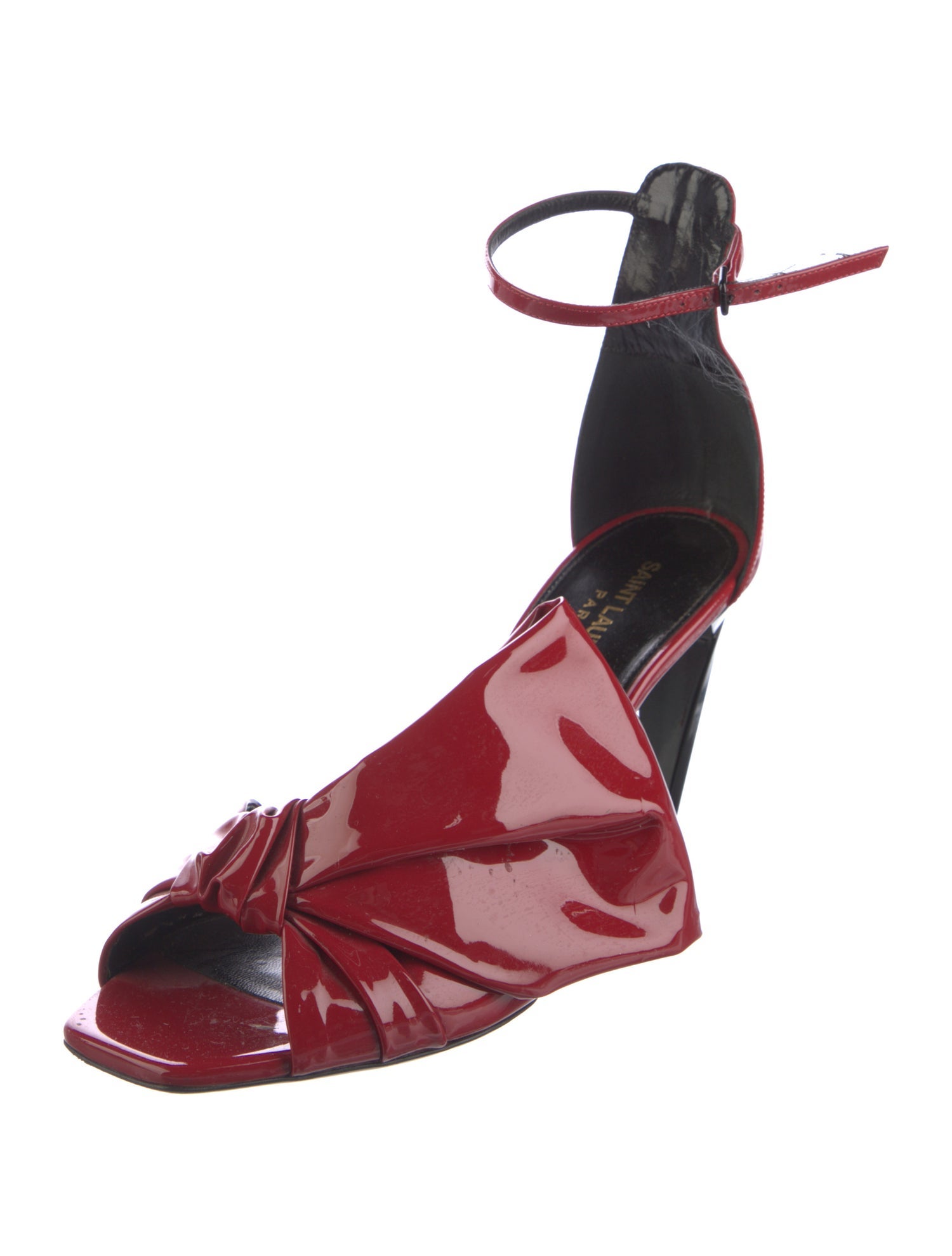 Saint Laurent Patent Leather Bow Accents Gladiator Sandals