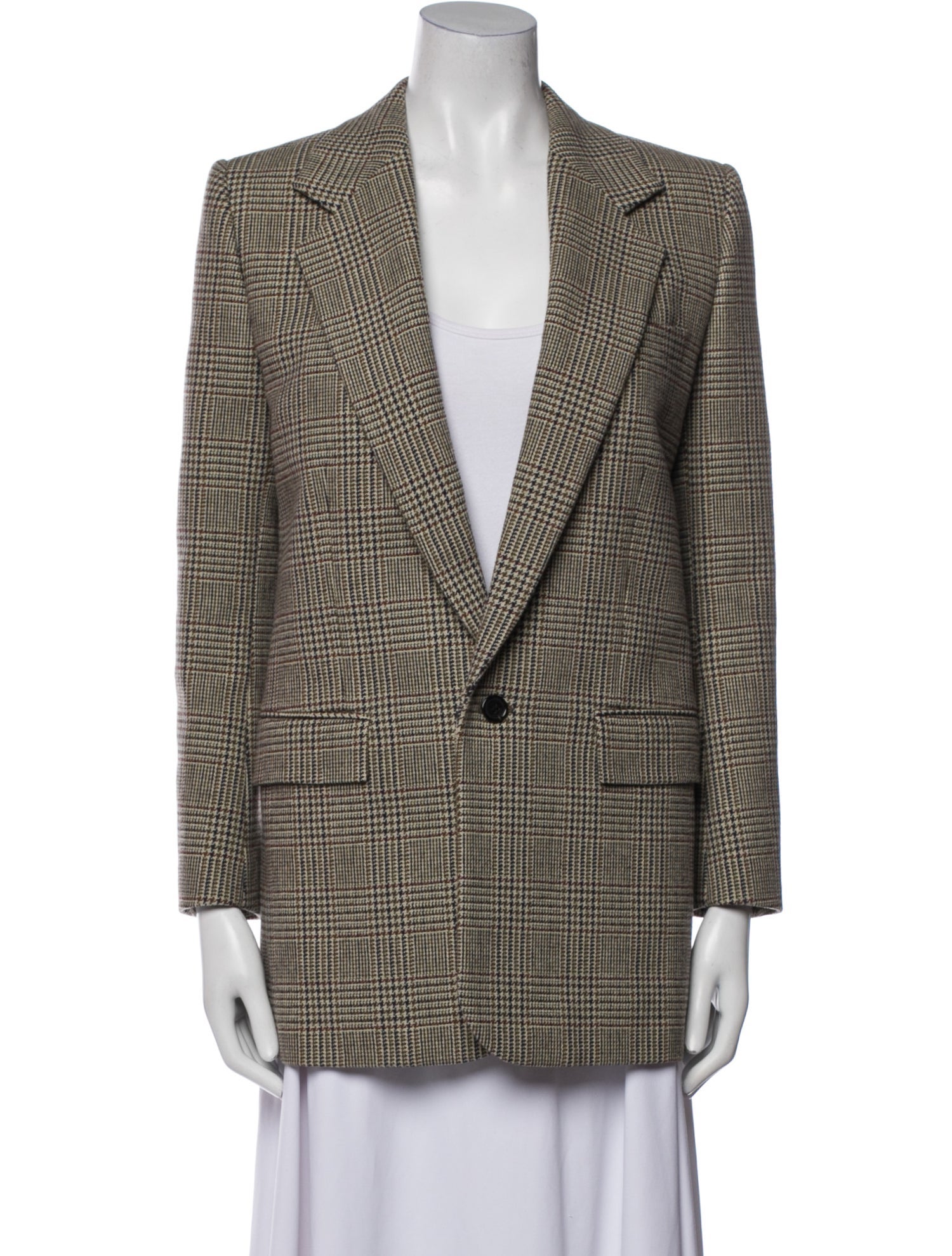 Saint Laurent Wool Plaid Print Blazer