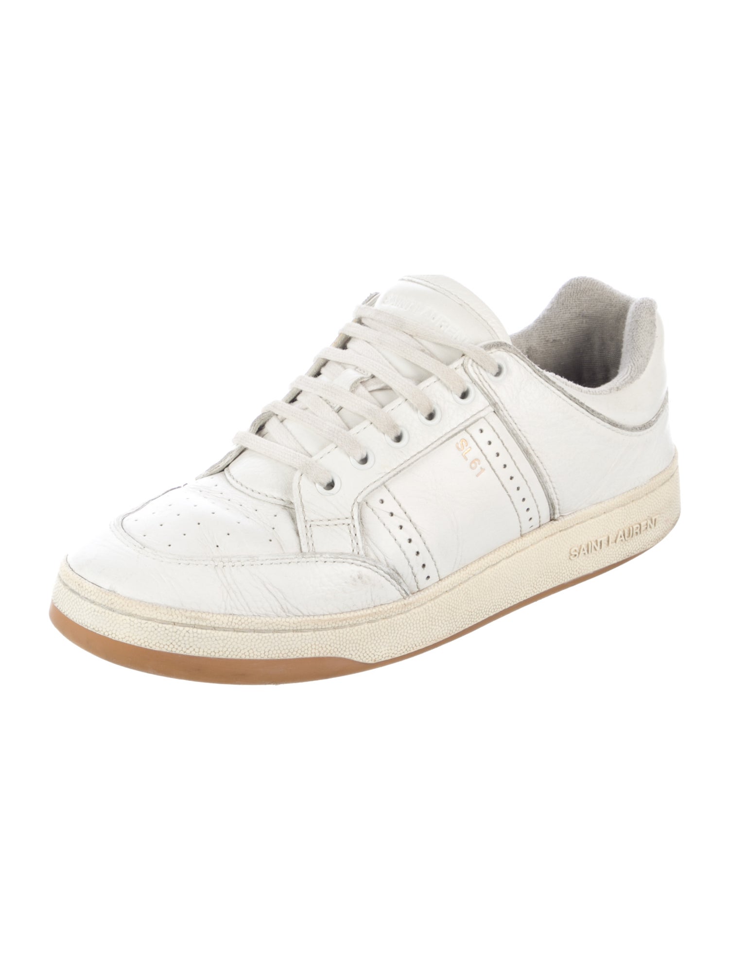 Saint Laurent Leather Lasercut Accents Sneakers
