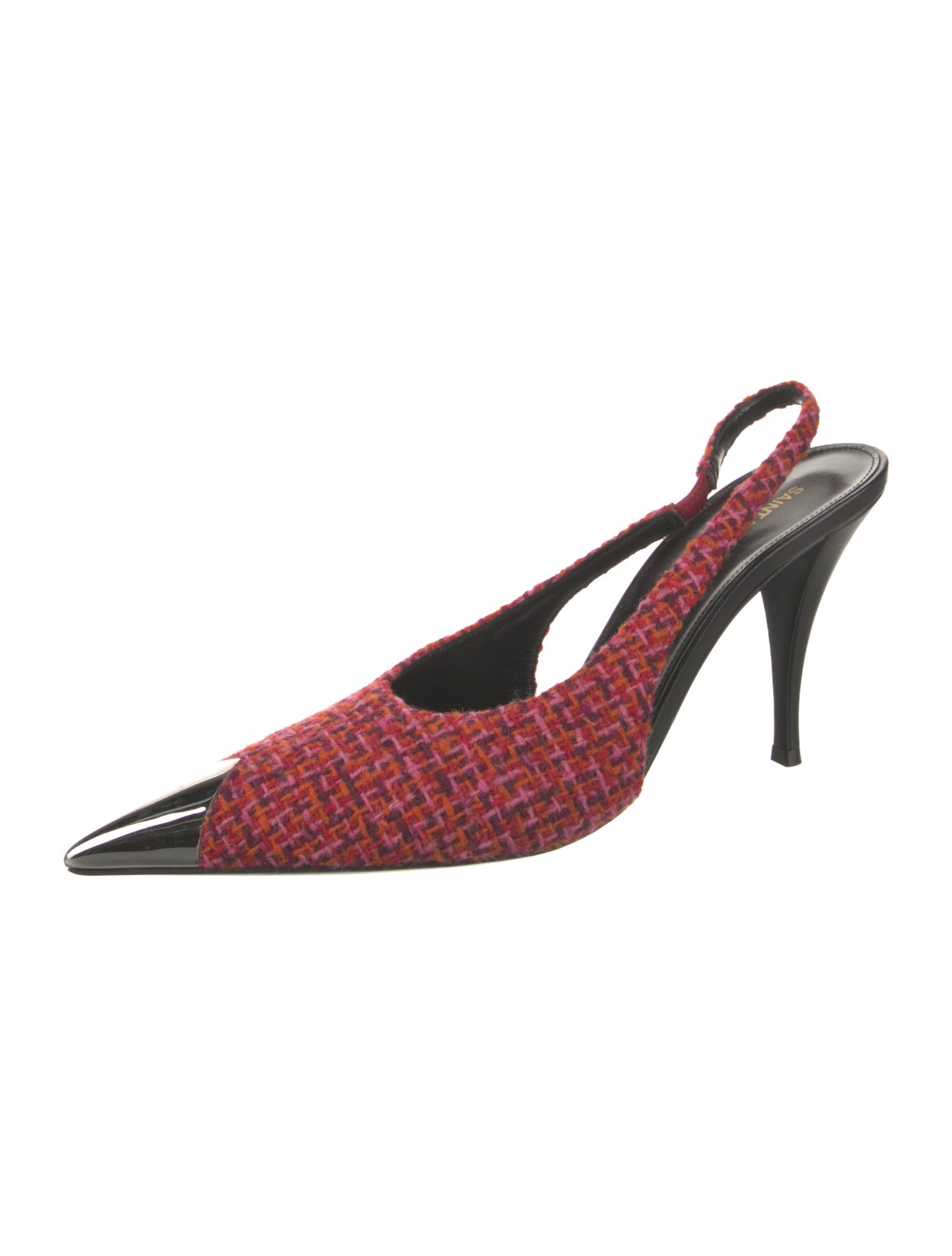 Saint Laurent Tweed Tweed Pattern Slingback Pumps