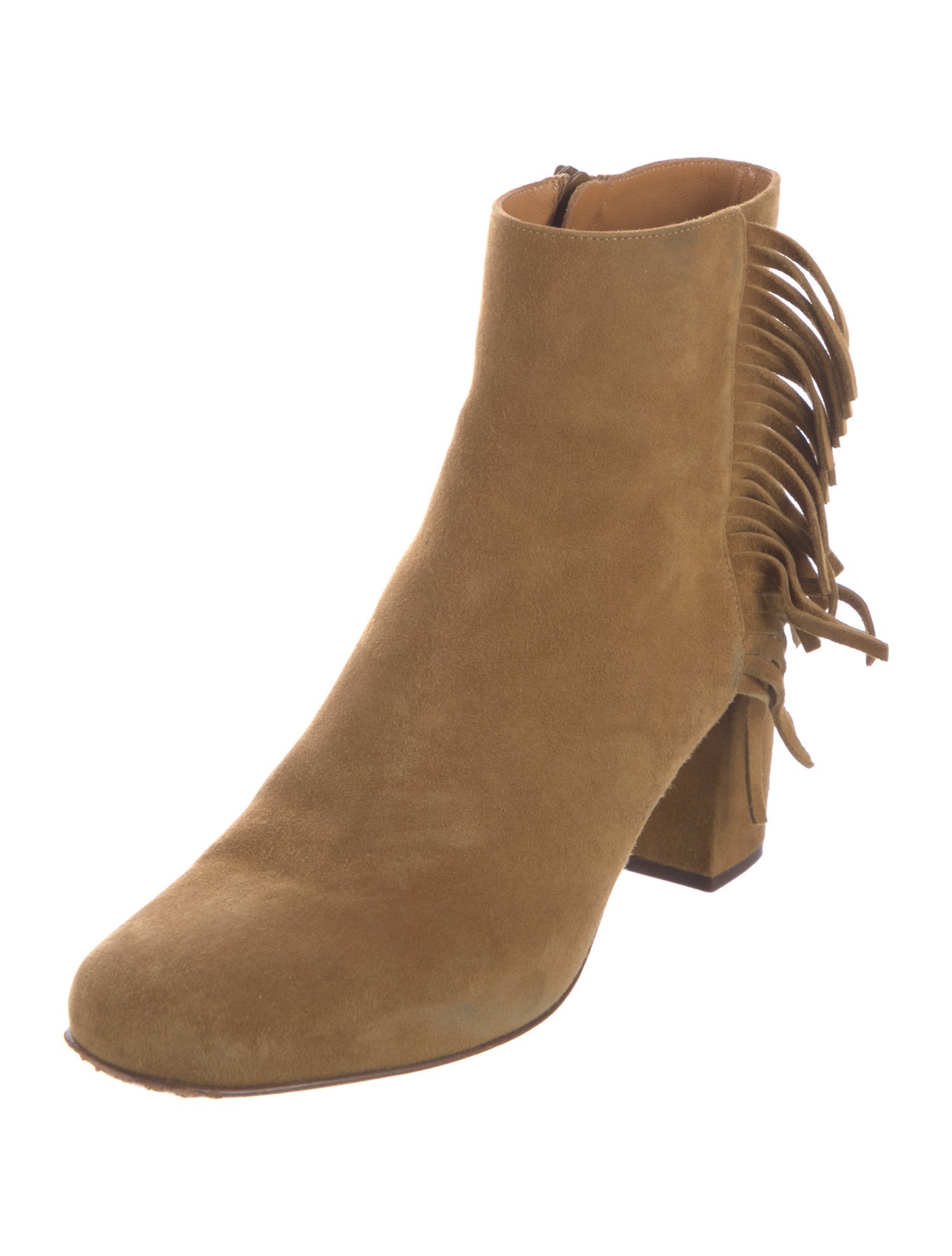 Saint Laurent Suede Fringe Trim Accent Boots