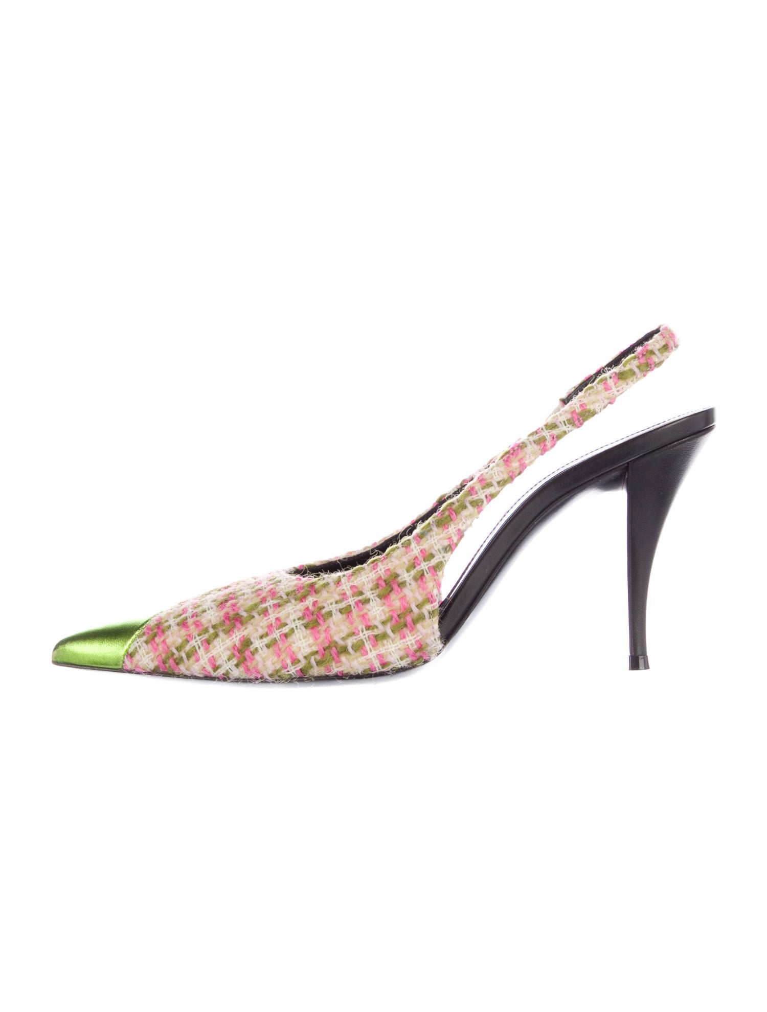 Saint Laurent Tweed Tweed Pattern Slingback Pumps