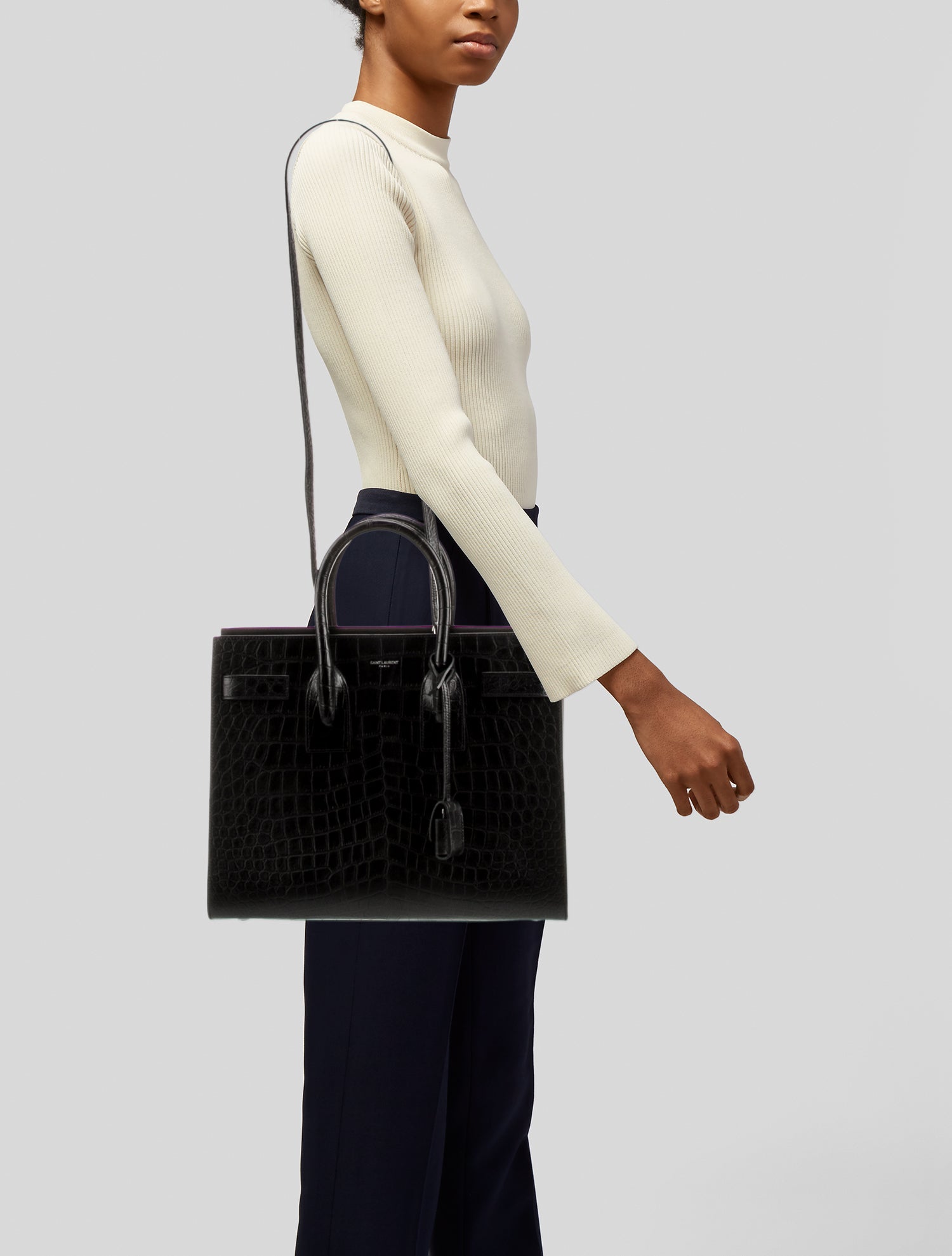 Saint Laurent Embossed Leather Sac De Jour Small