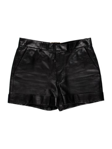 Pre-owned Saint Laurent Leather Mini Shorts In Black