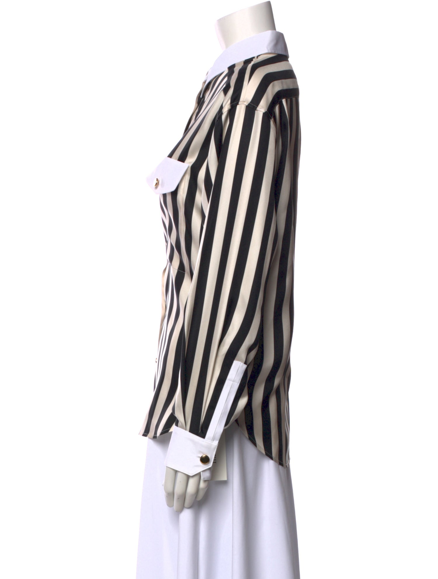 Saint Laurent Silk Striped Button-Up Top