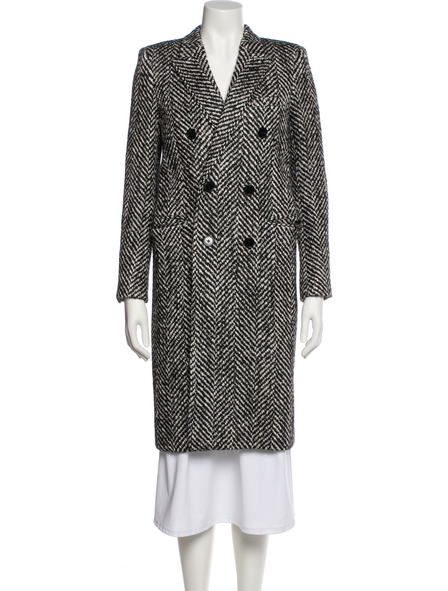 Saint Laurent Wool Tweed Pattern Peacoat