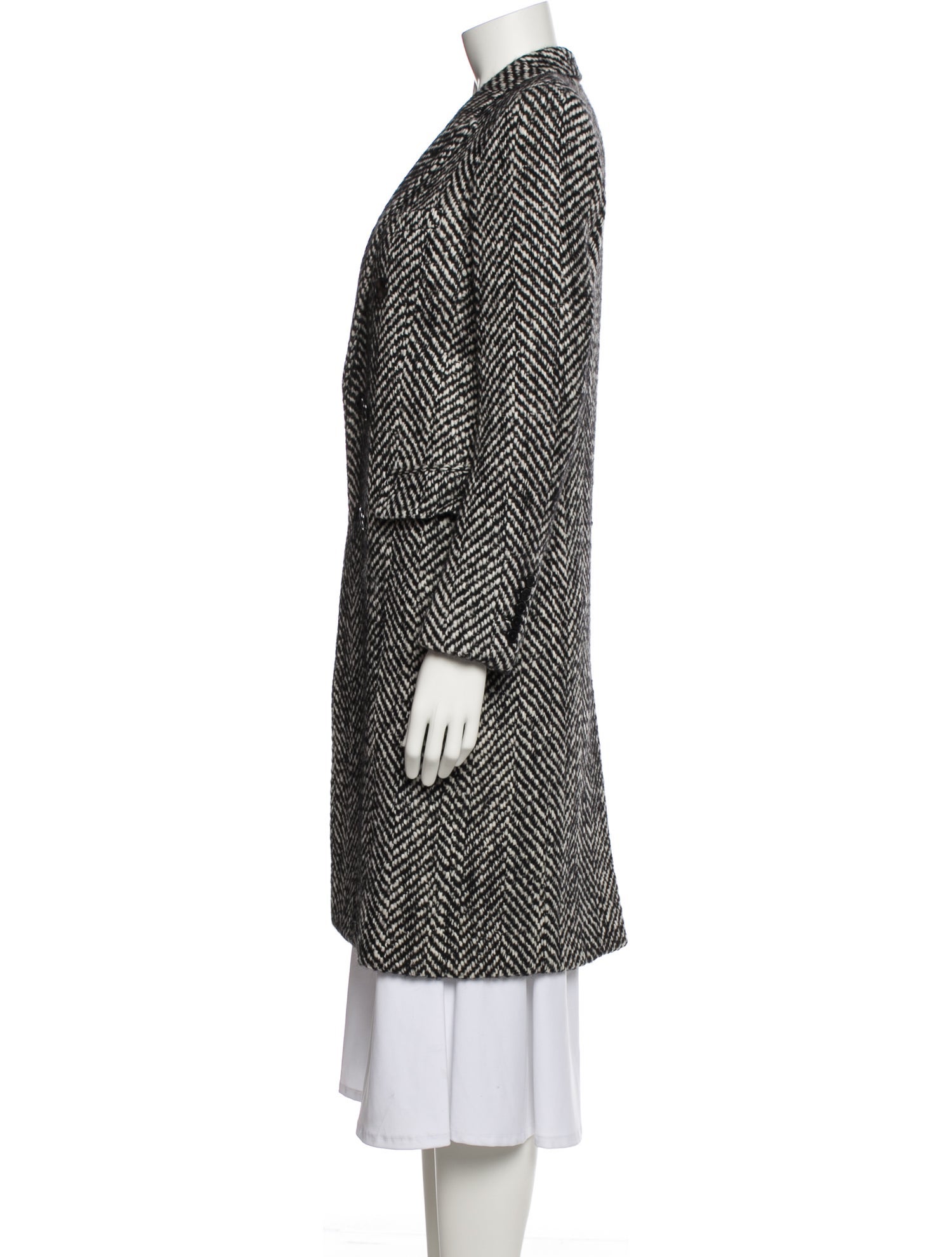 Saint Laurent Wool Tweed Pattern Peacoat