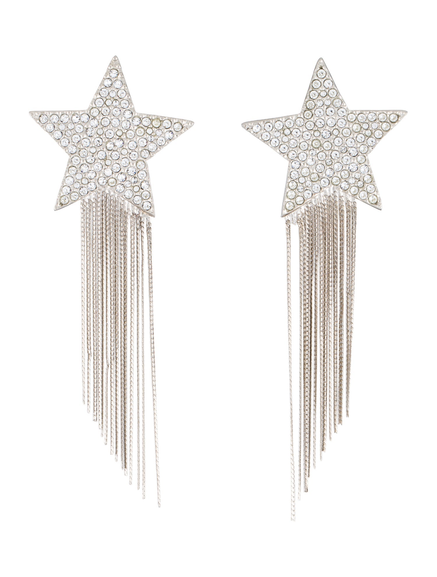 Saint Laurent Crystal 'Shooting Star' Tassel Drop Clip-On Earrings