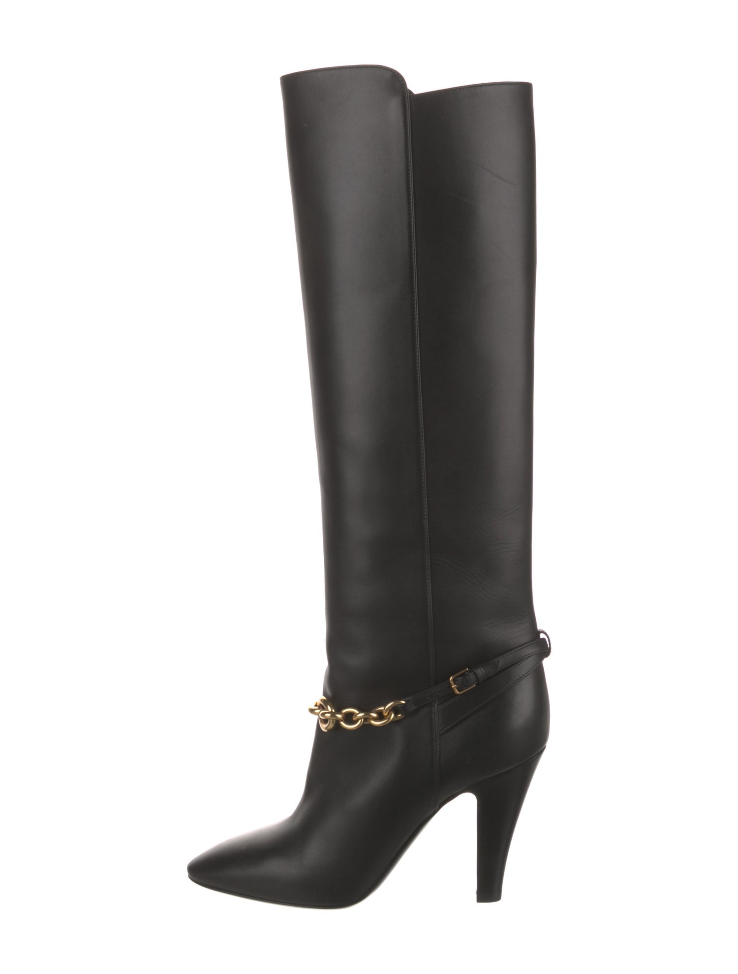 Saint Laurent Leather Chain-Link Accents Boots