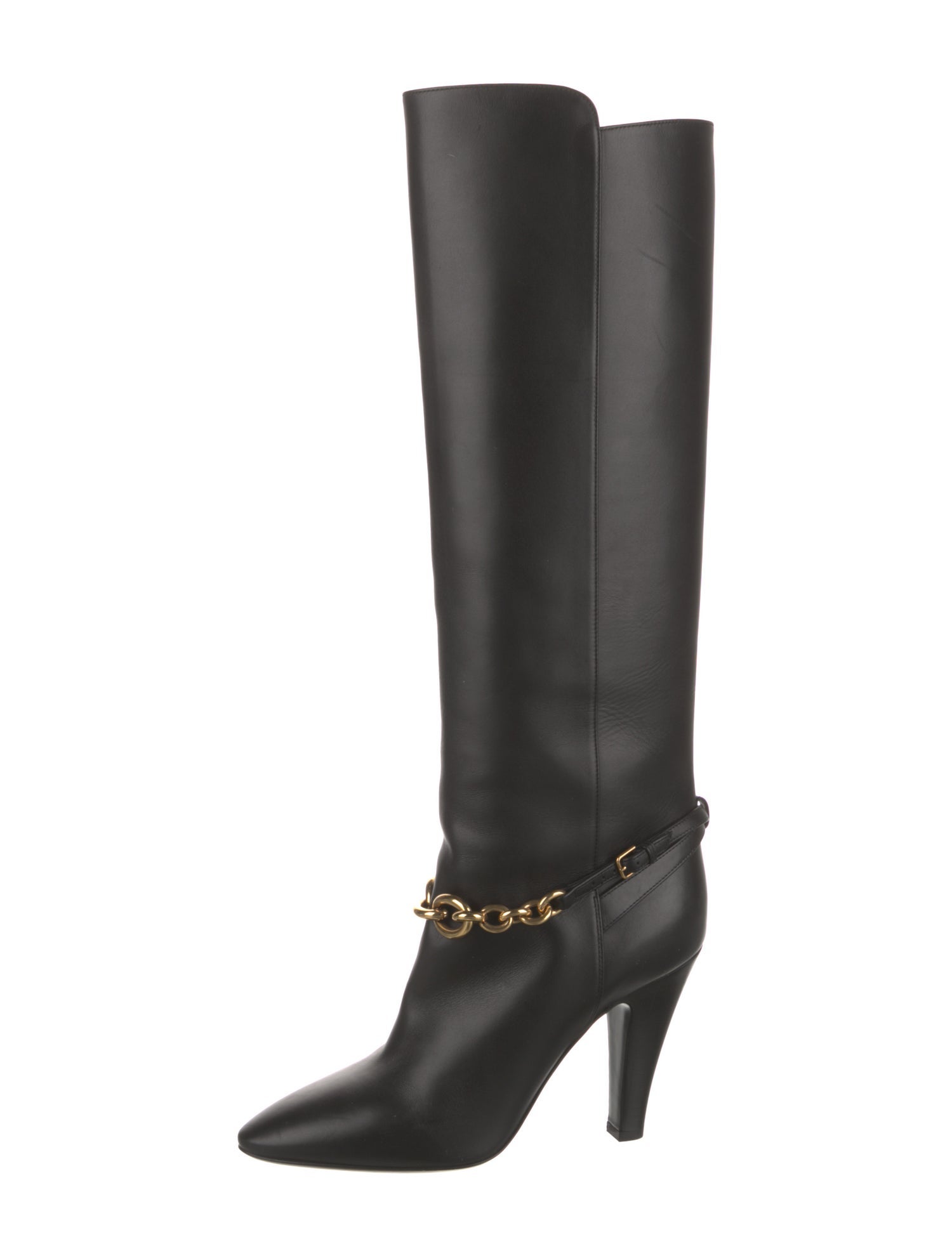 Saint Laurent Leather Chain-Link Accents Boots