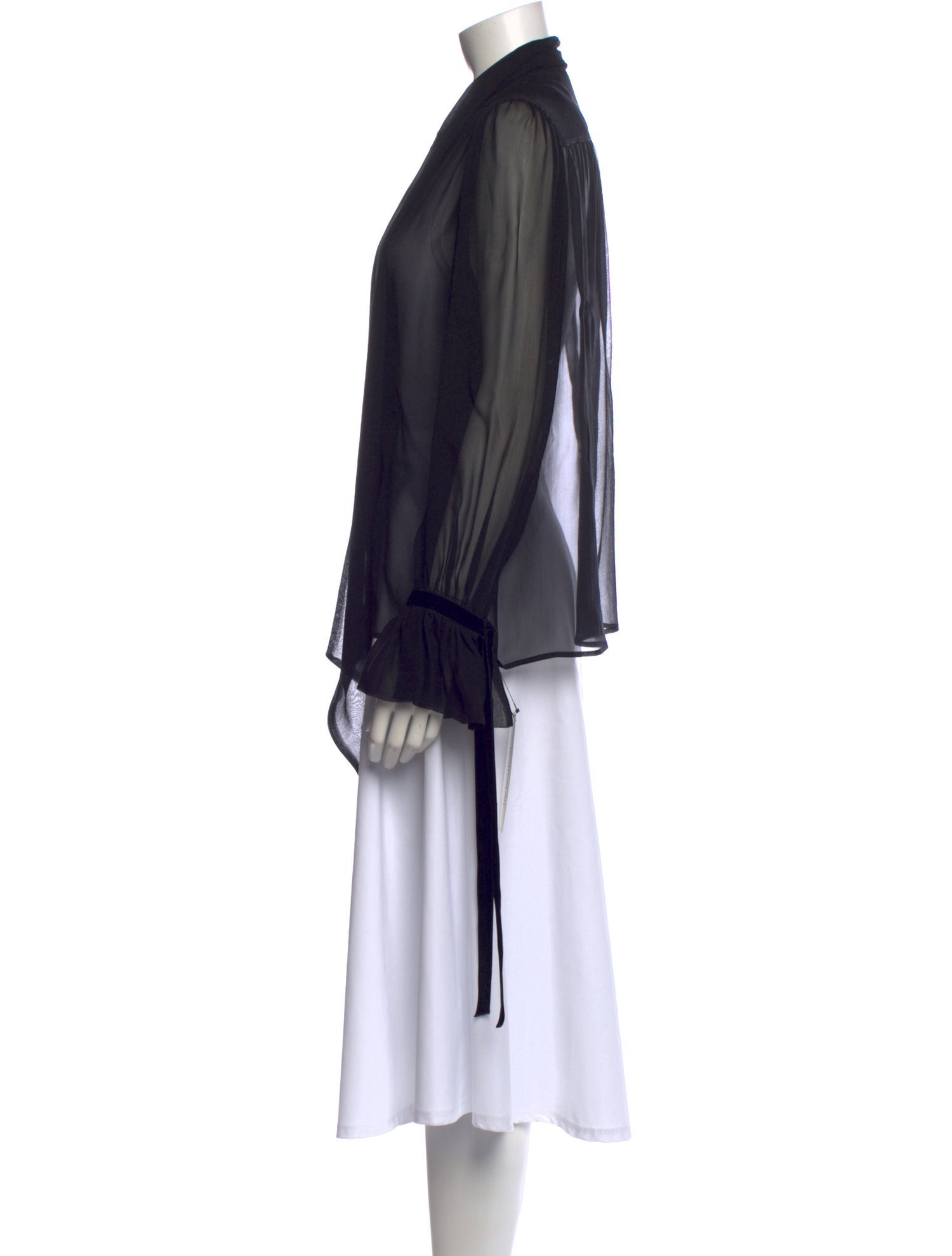 Saint Laurent Silk Tie Neck Blouse