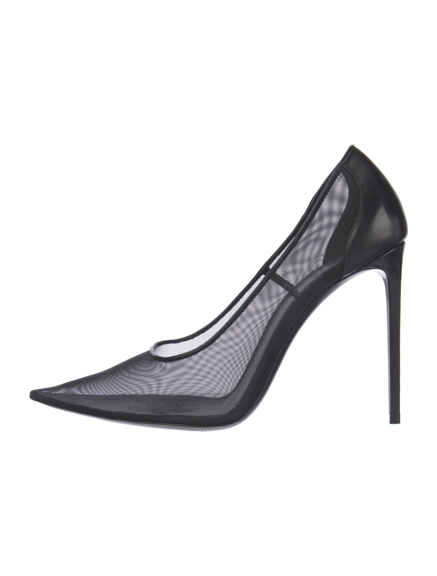 Saint Laurent Mesh Leather Trim Embellishment Pumps