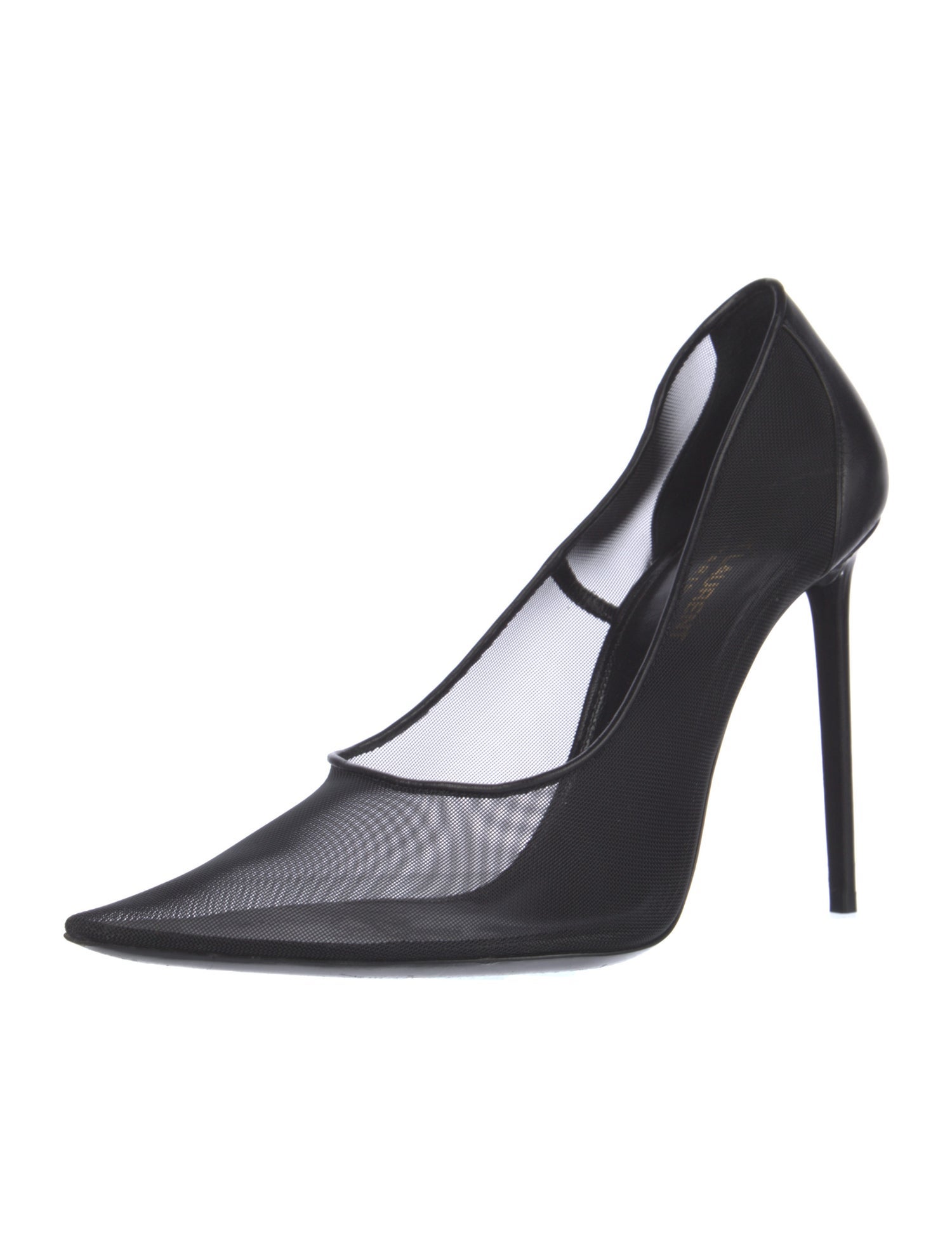 Saint Laurent Mesh Leather Trim Embellishment Pumps