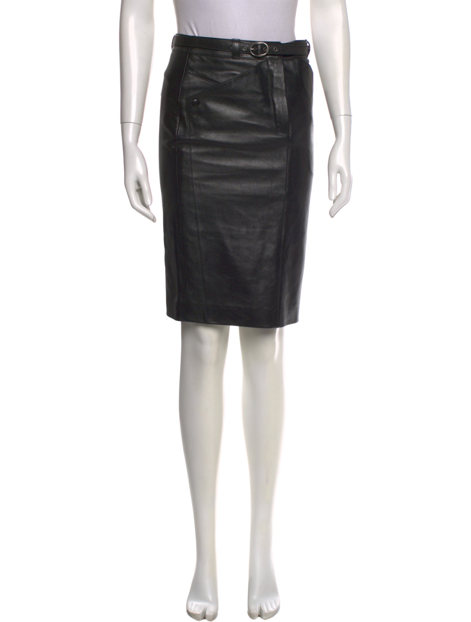 Saint Laurent Leather Knee-Length Skirt