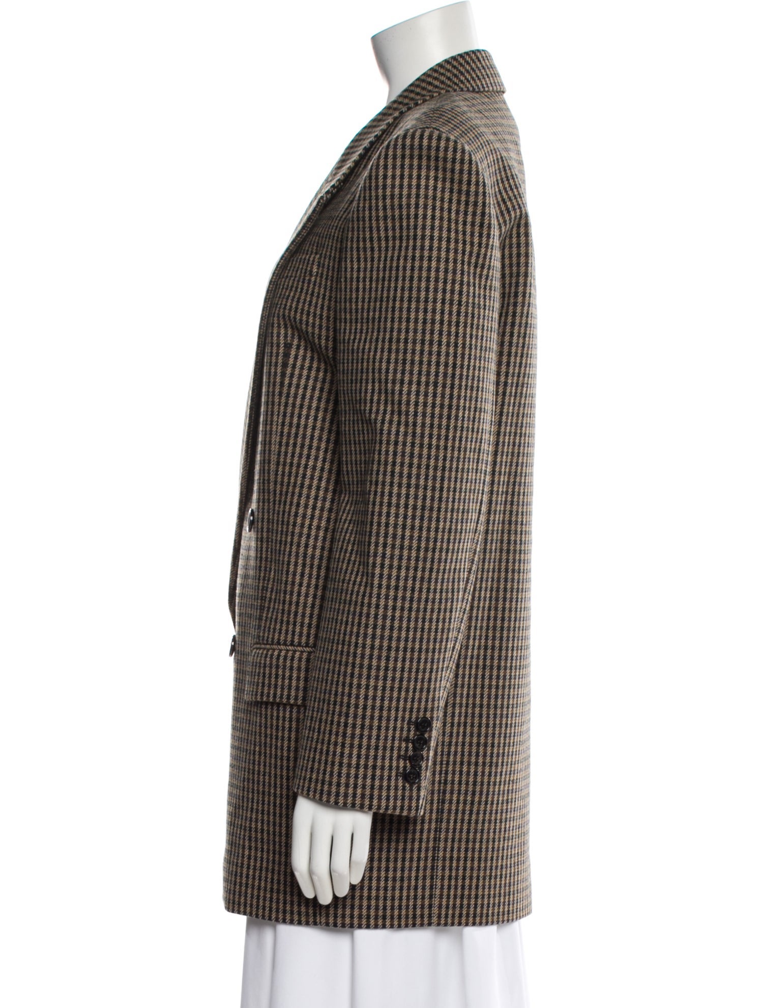 Saint Laurent Wool Plaid Print Coat w/ Tags