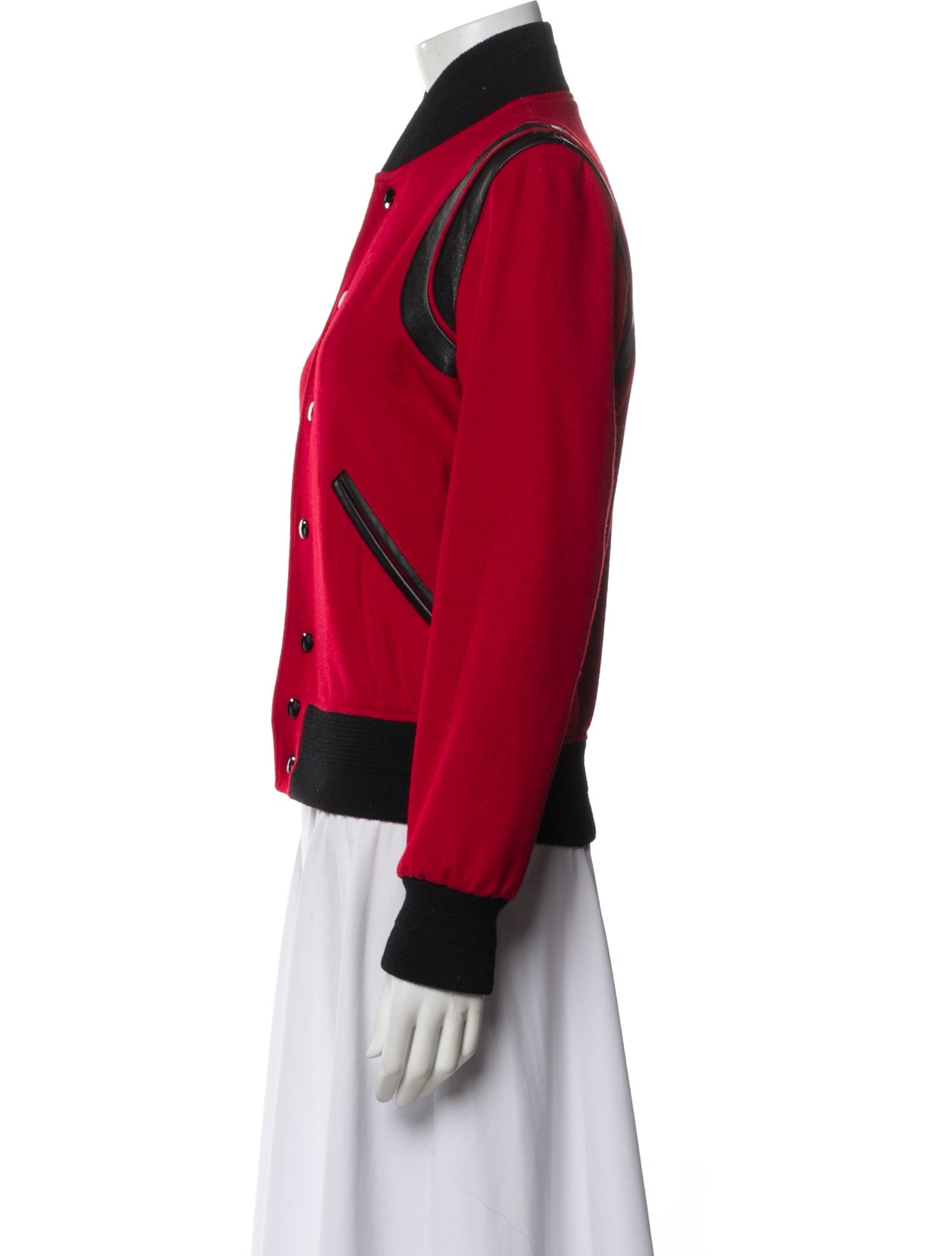 Saint Laurent Virgin Wool Colorblock Pattern Bomber Jacket