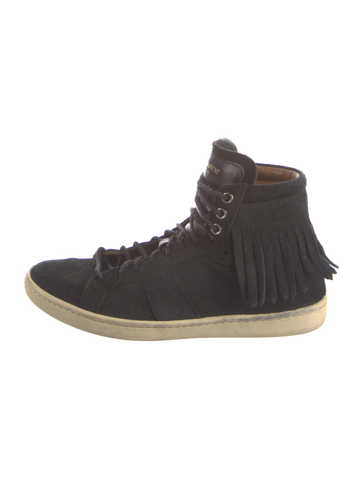 Saint Laurent Suede Fringe Trim Accent Sneakers