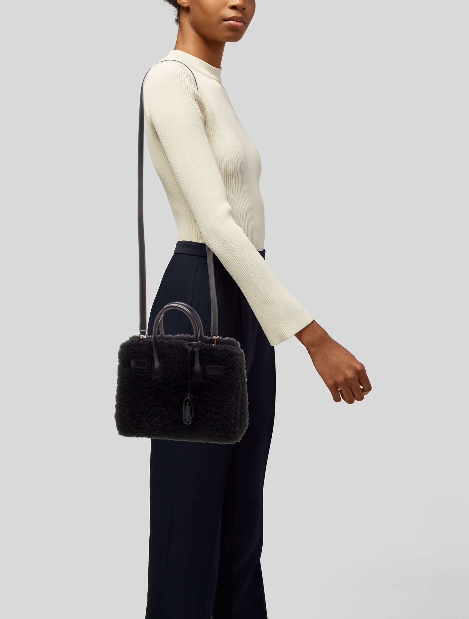 Saint Laurent Shearling Sac De Jour Nano