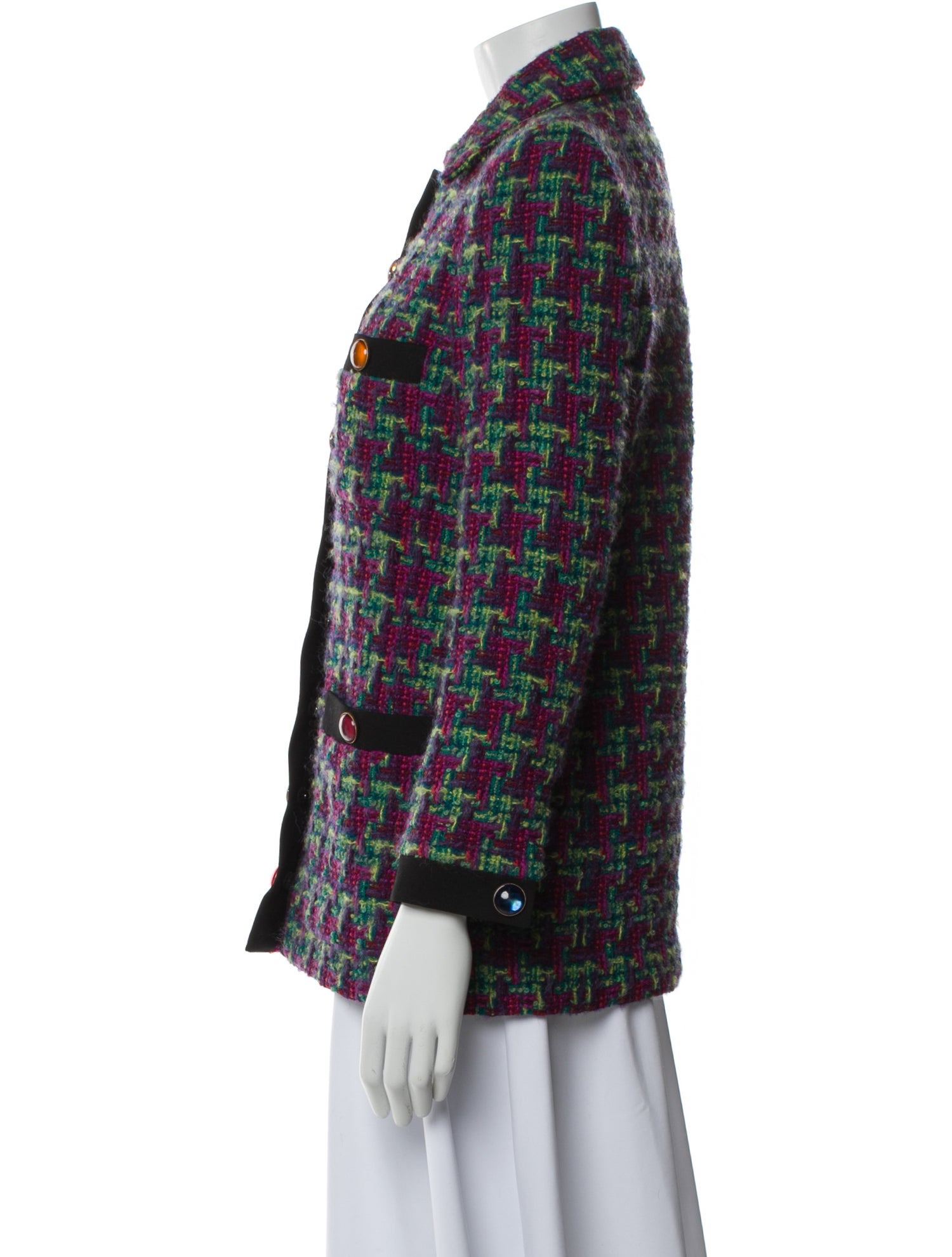 Saint Laurent Virgin Wool Plaid Print Jacket