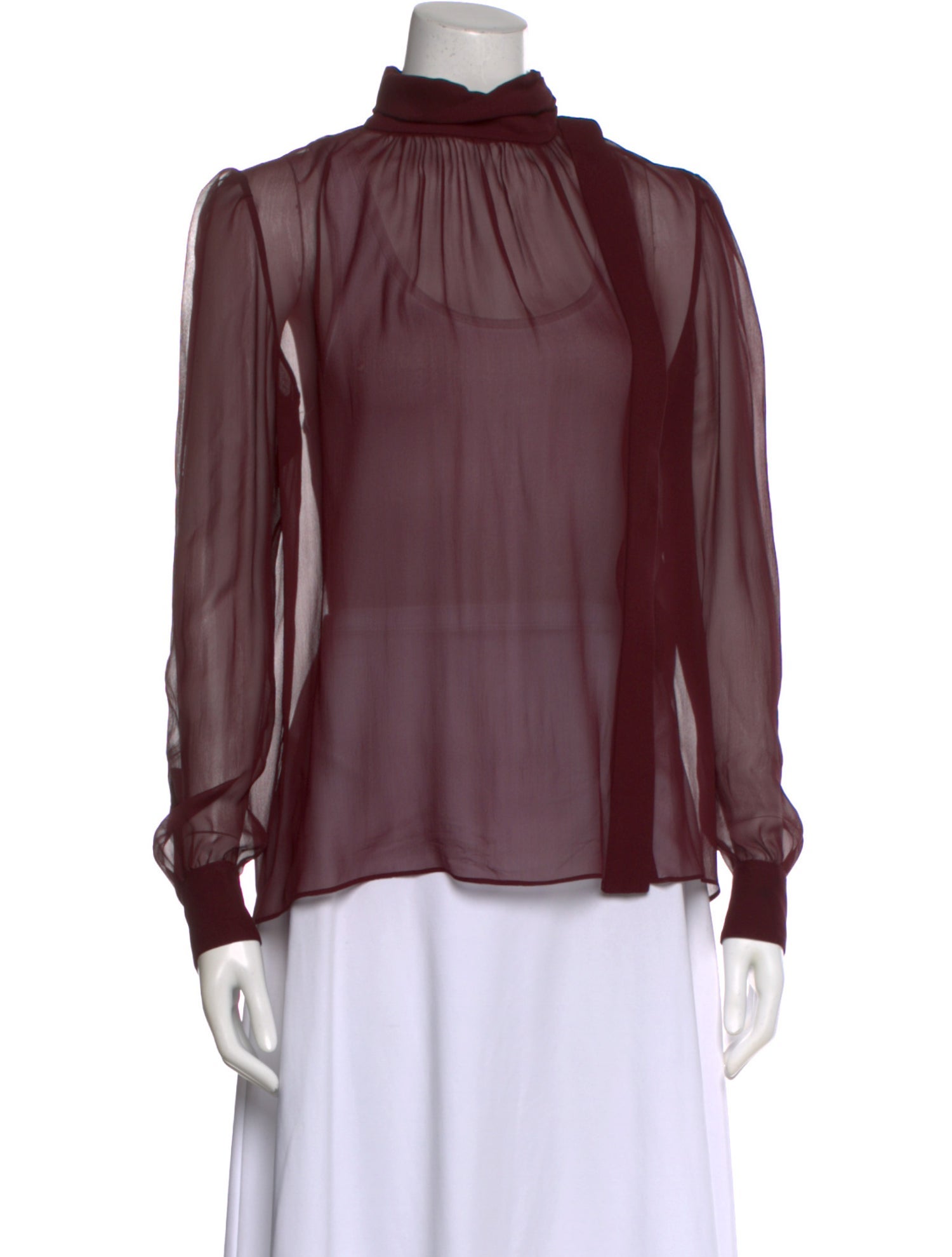 Saint Laurent Silk Tie Neck Blouse