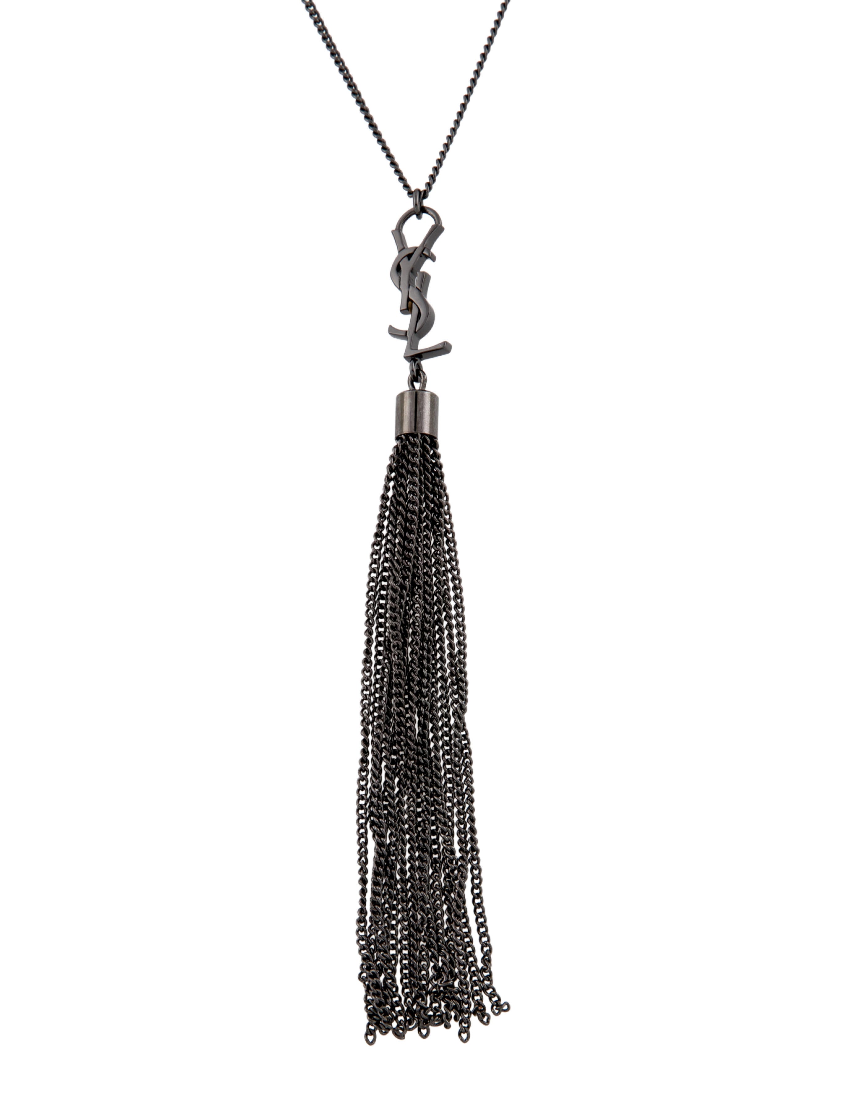 Saint Laurent Logo Tassel Pendant Necklace