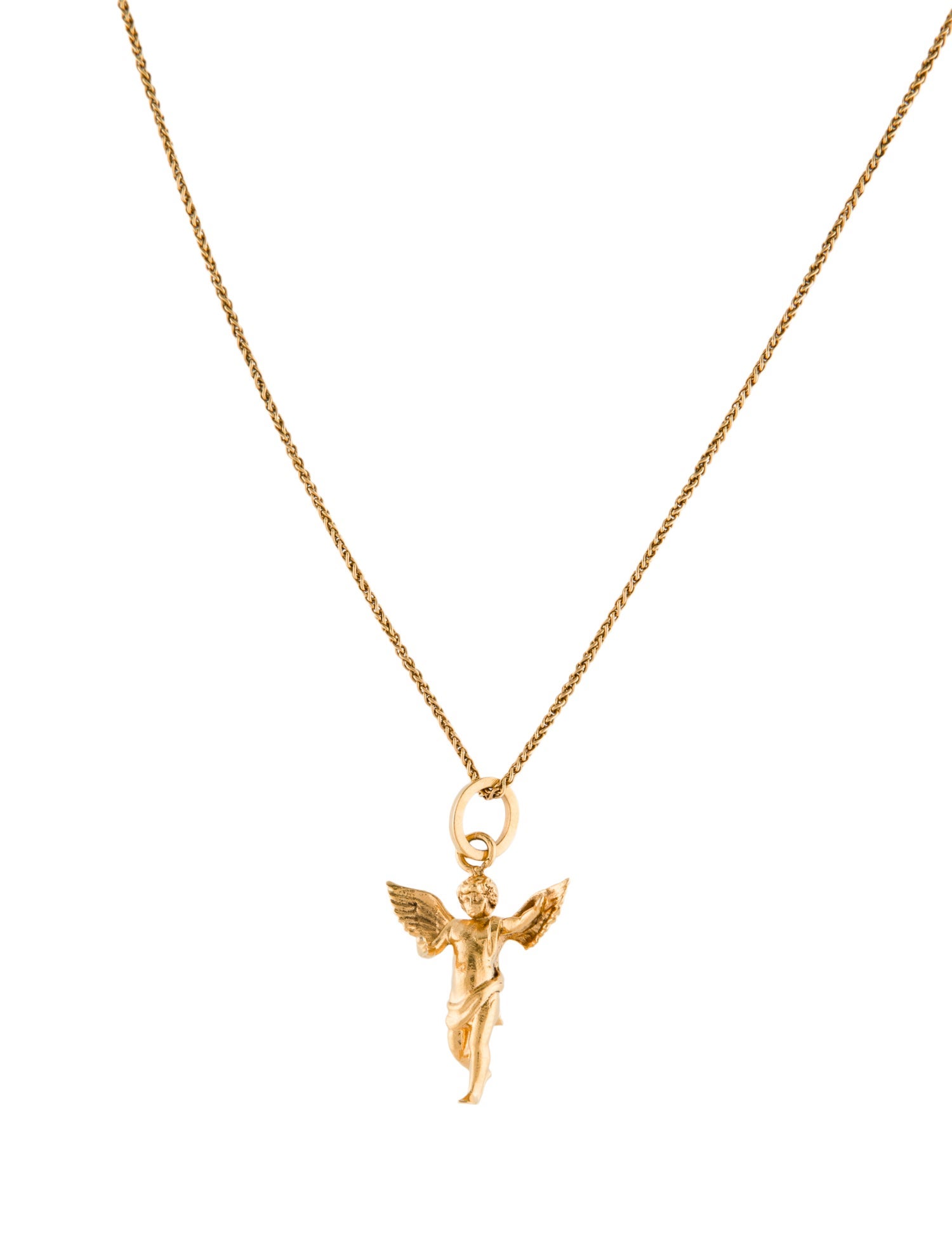 Saint Laurent Angel Pendant Necklace