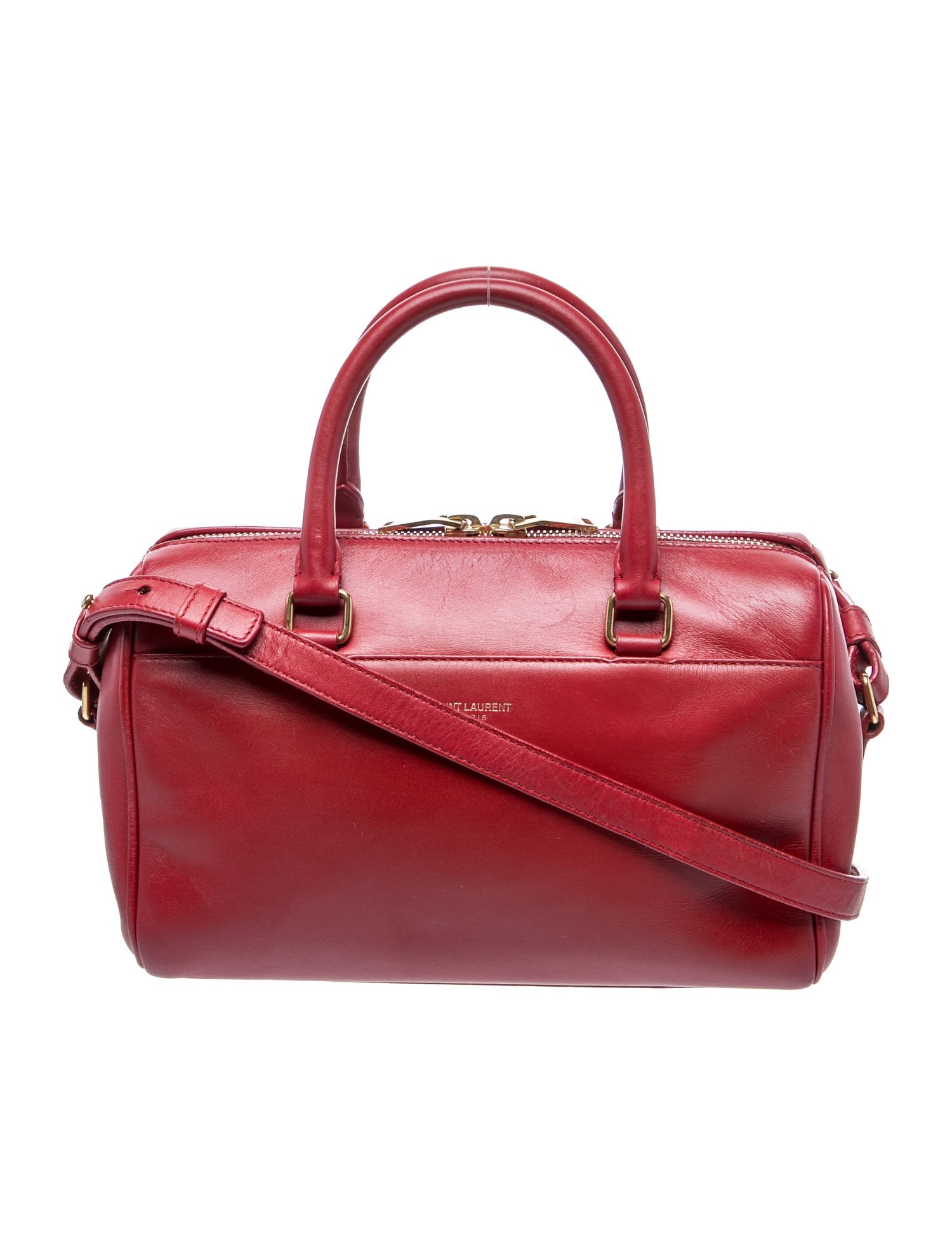 Saint Laurent Leather Top Handle Bag - Red Handle Bags 