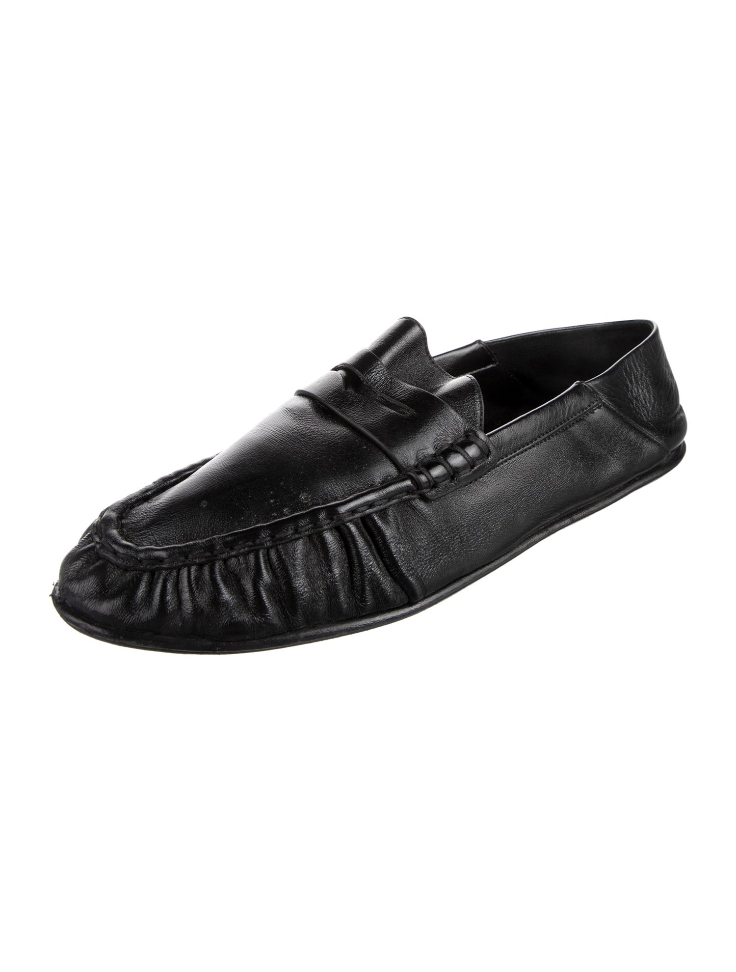 Saint Laurent Leather Studded Accents Dress Loafers