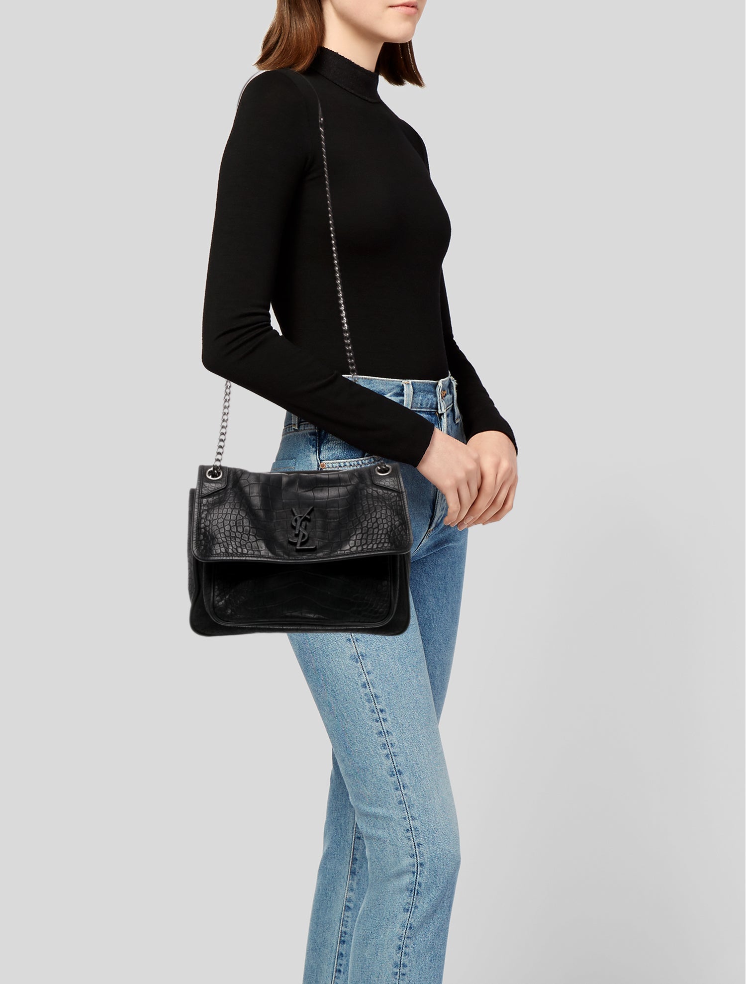 Saint Laurent Embossed Leather Niki