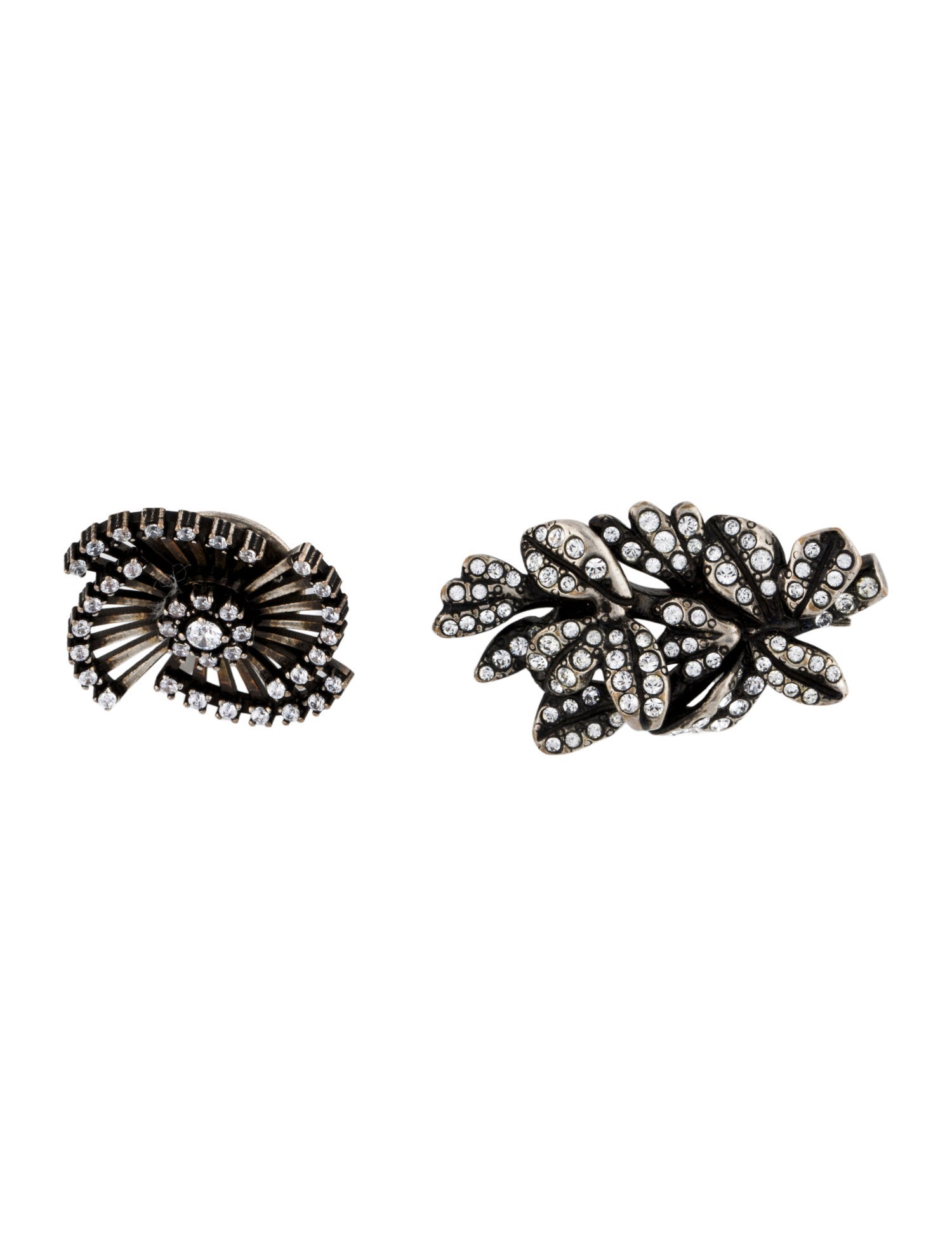 Saint Laurent Crystal Flower Pin Brooch Set