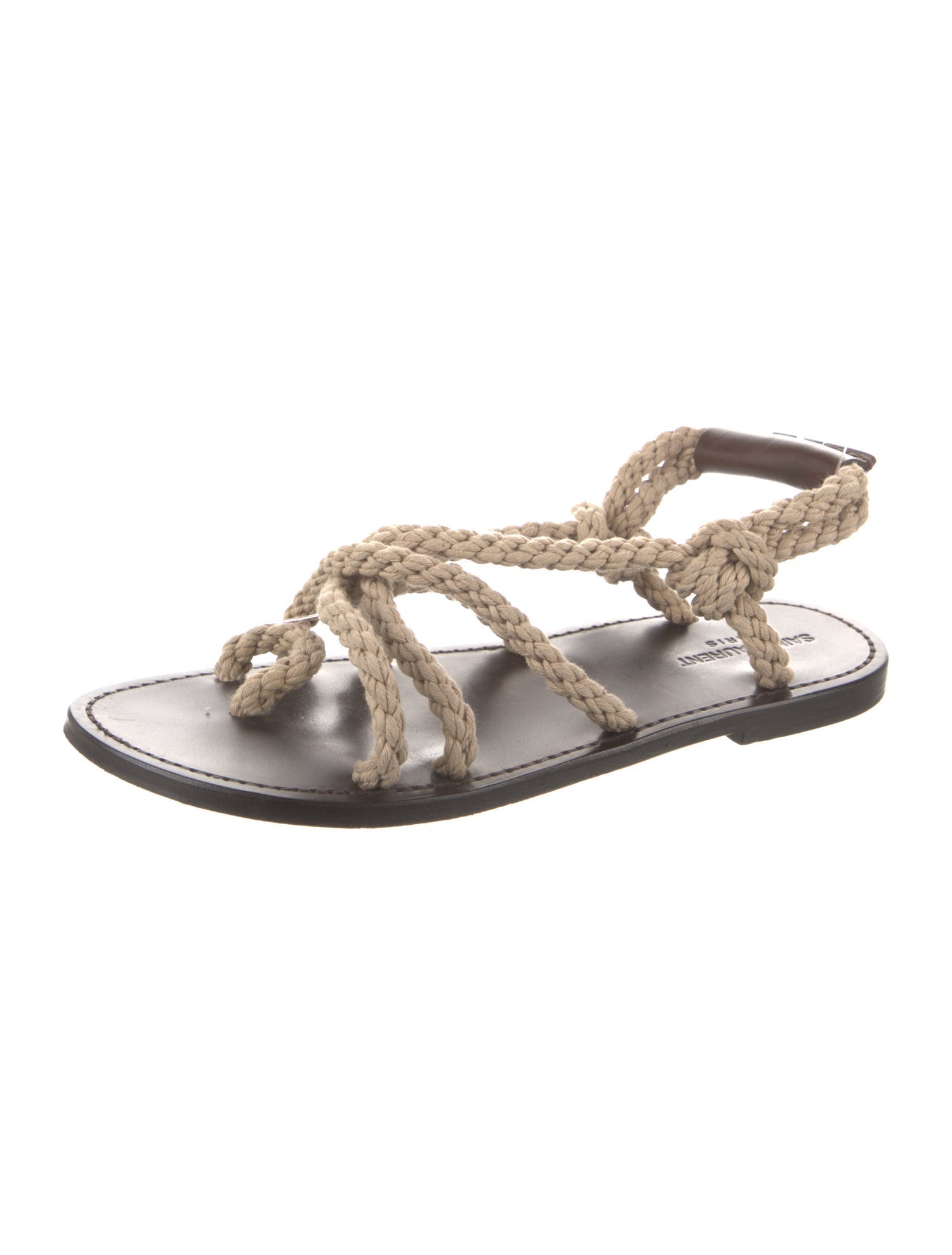 Saint Laurent Leather Braided Accents Sandals