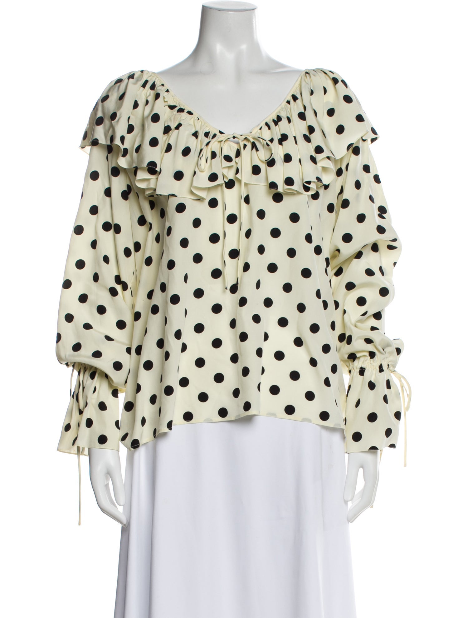 Saint Laurent Silk Polka Dot Print Blouse