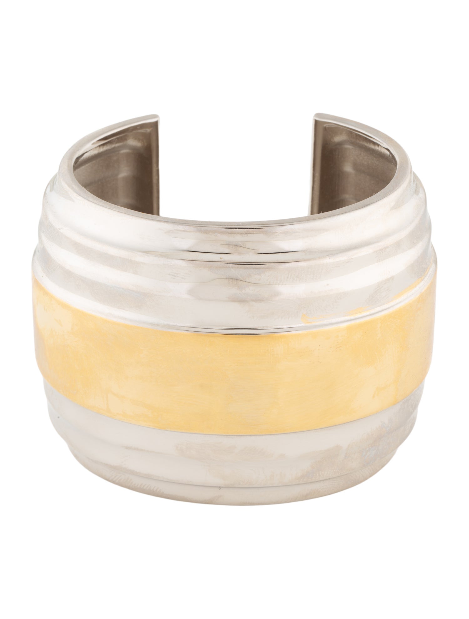 Saint Laurent Two-Tone Wheel Cuff Bracelet