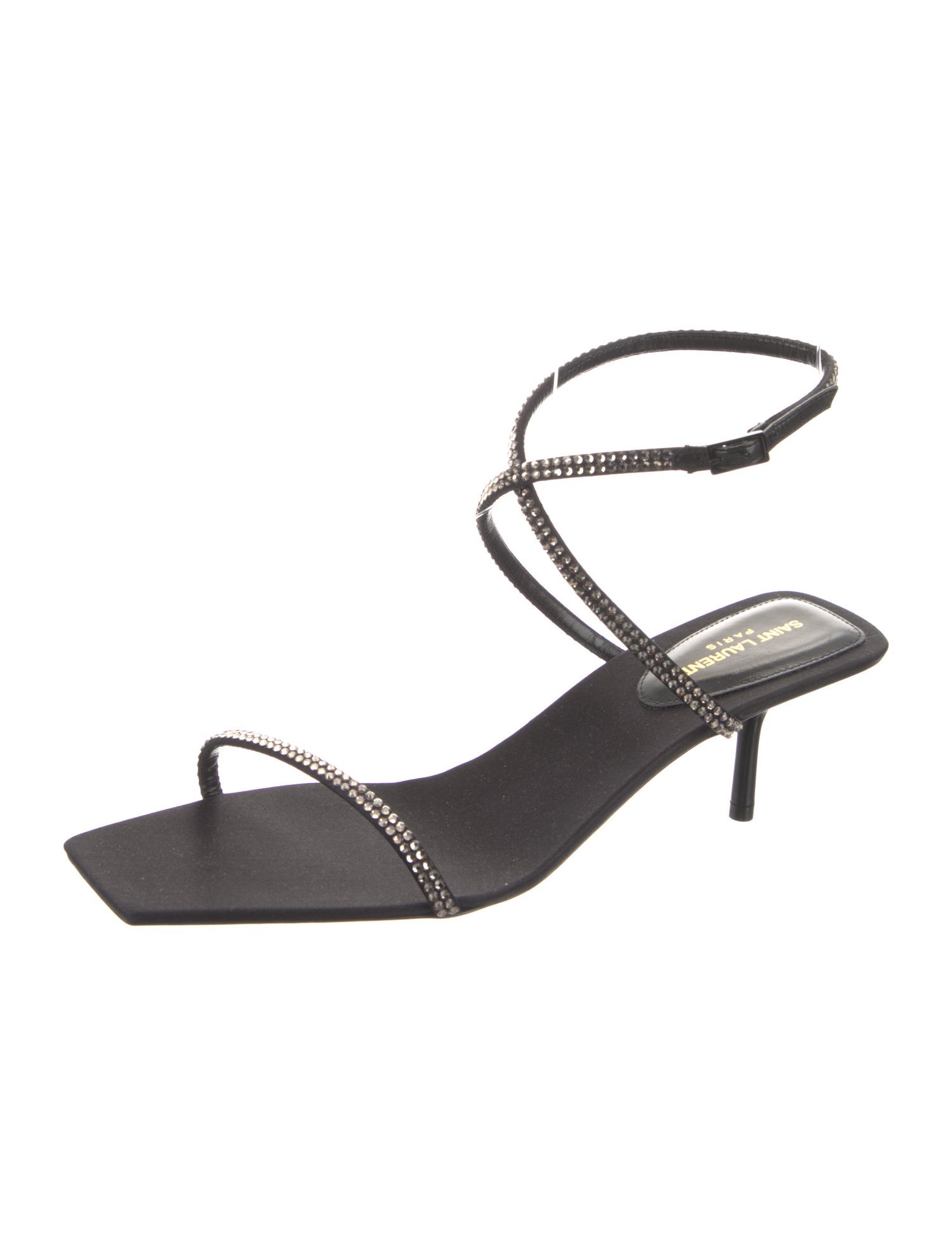Saint Laurent Leather Crystal Embellishments Sandals