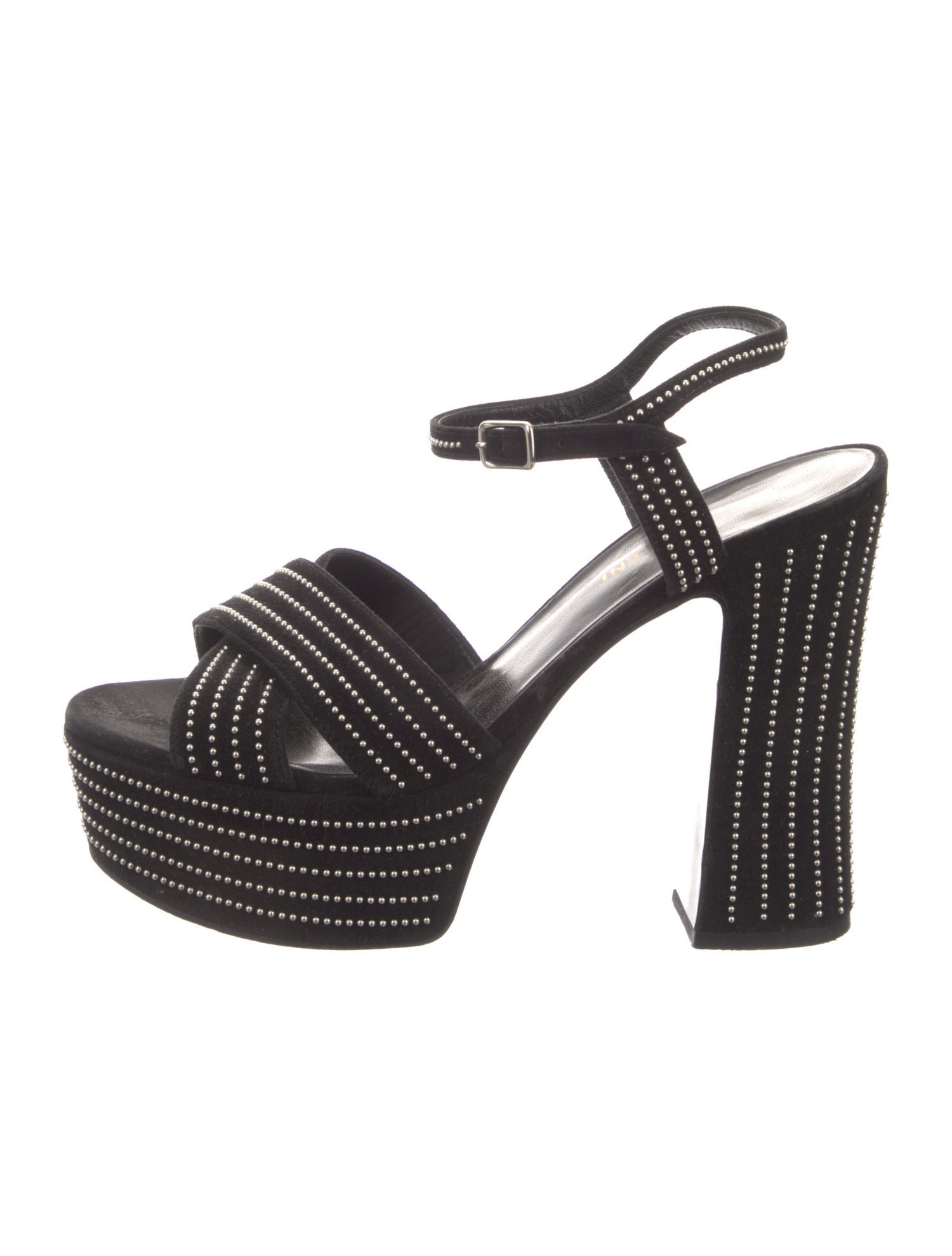 Saint Laurent Suede Studded Accents Sandals