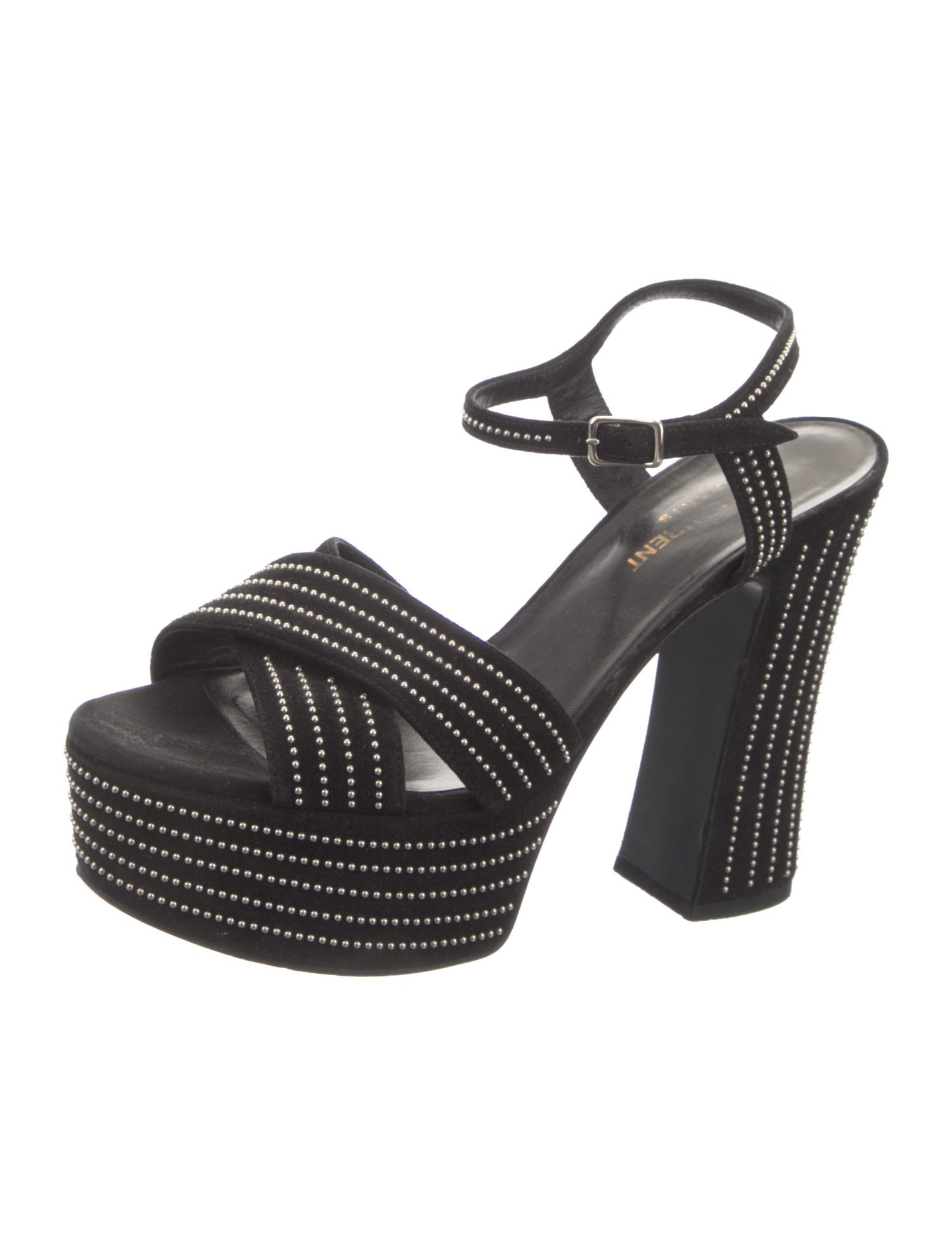 Saint Laurent Suede Studded Accents Sandals