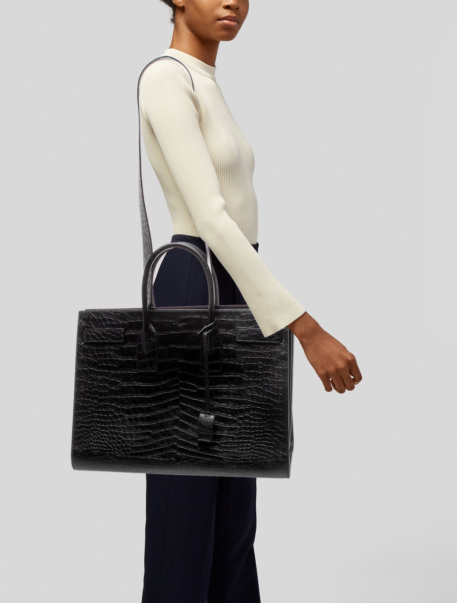 Saint Laurent Embossed Leather Sac De Jour Large 2023