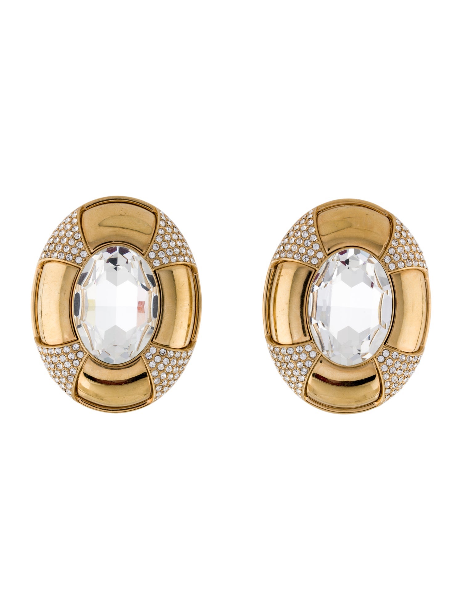 Saint Laurent Crystal Deco Clip-On Earrings