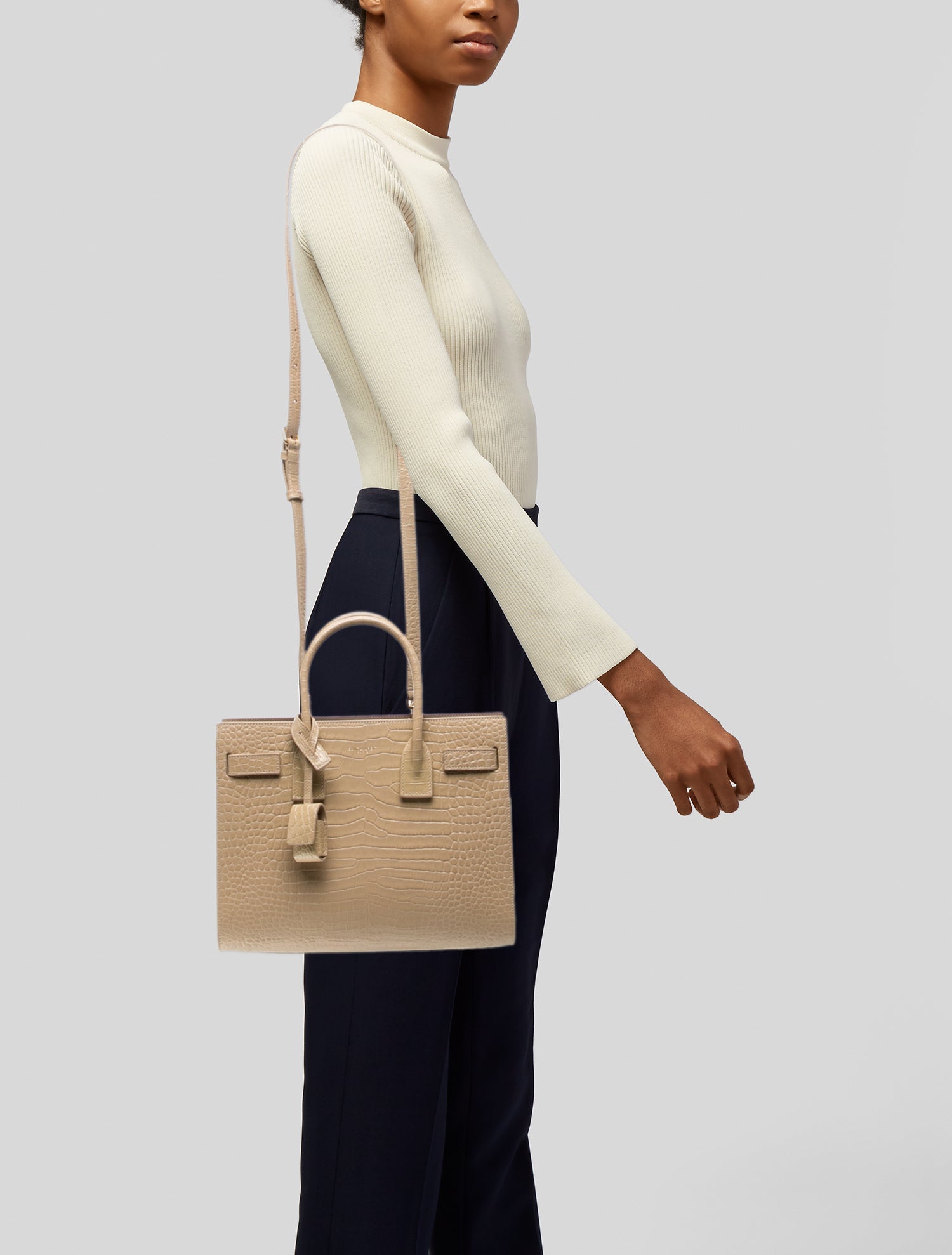 Saint Laurent Embossed Leather Sac De Jour Baby