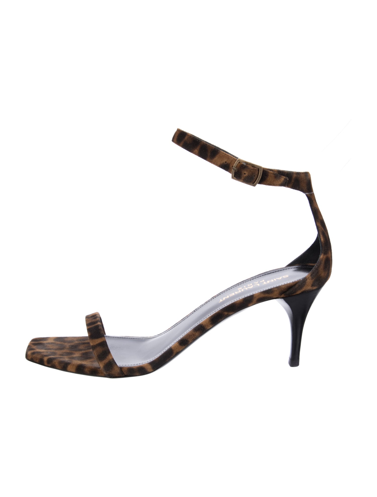 Saint Laurent Suede Animal Print Sandals