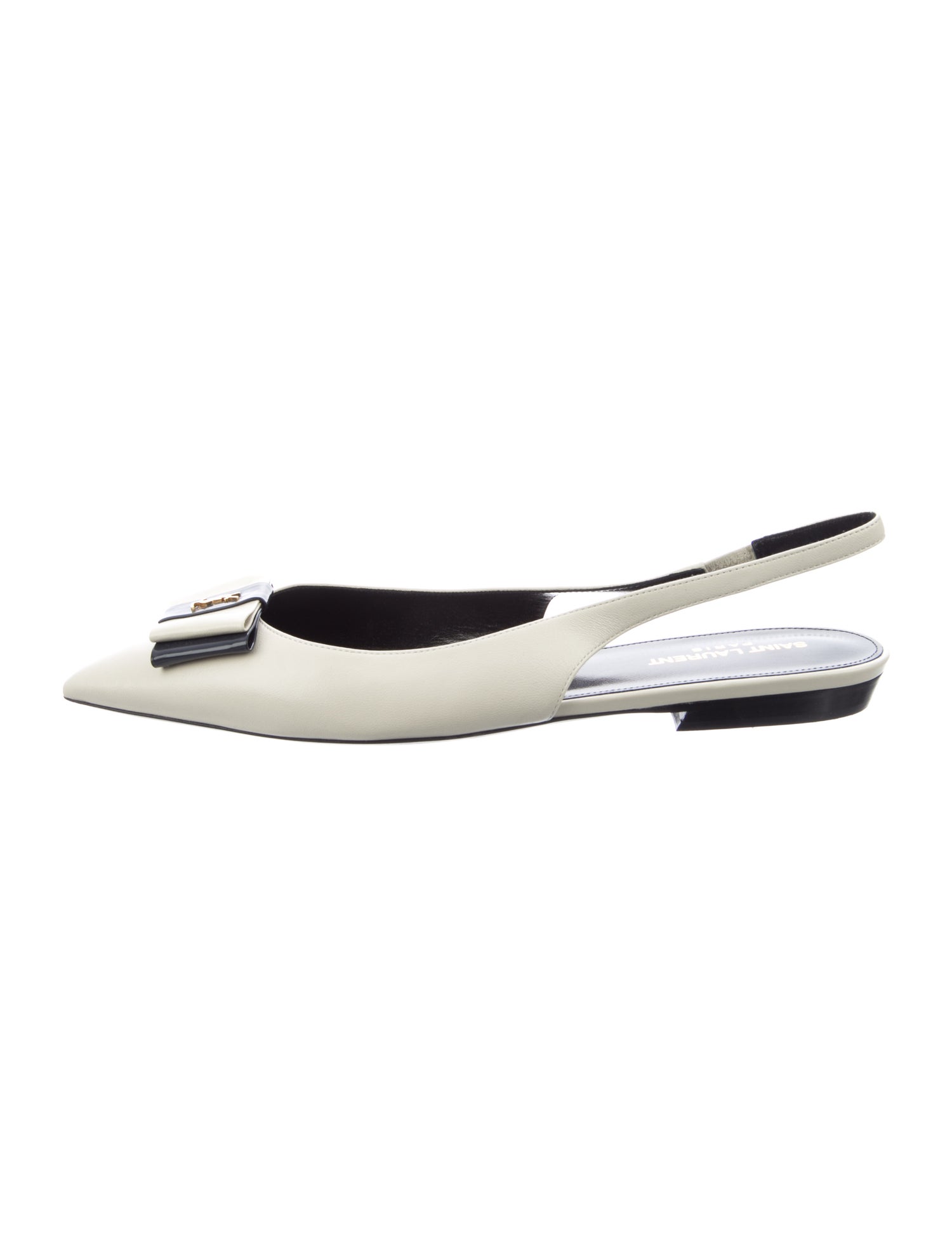 Saint Laurent Signature Logo Leather Slingback Flats
