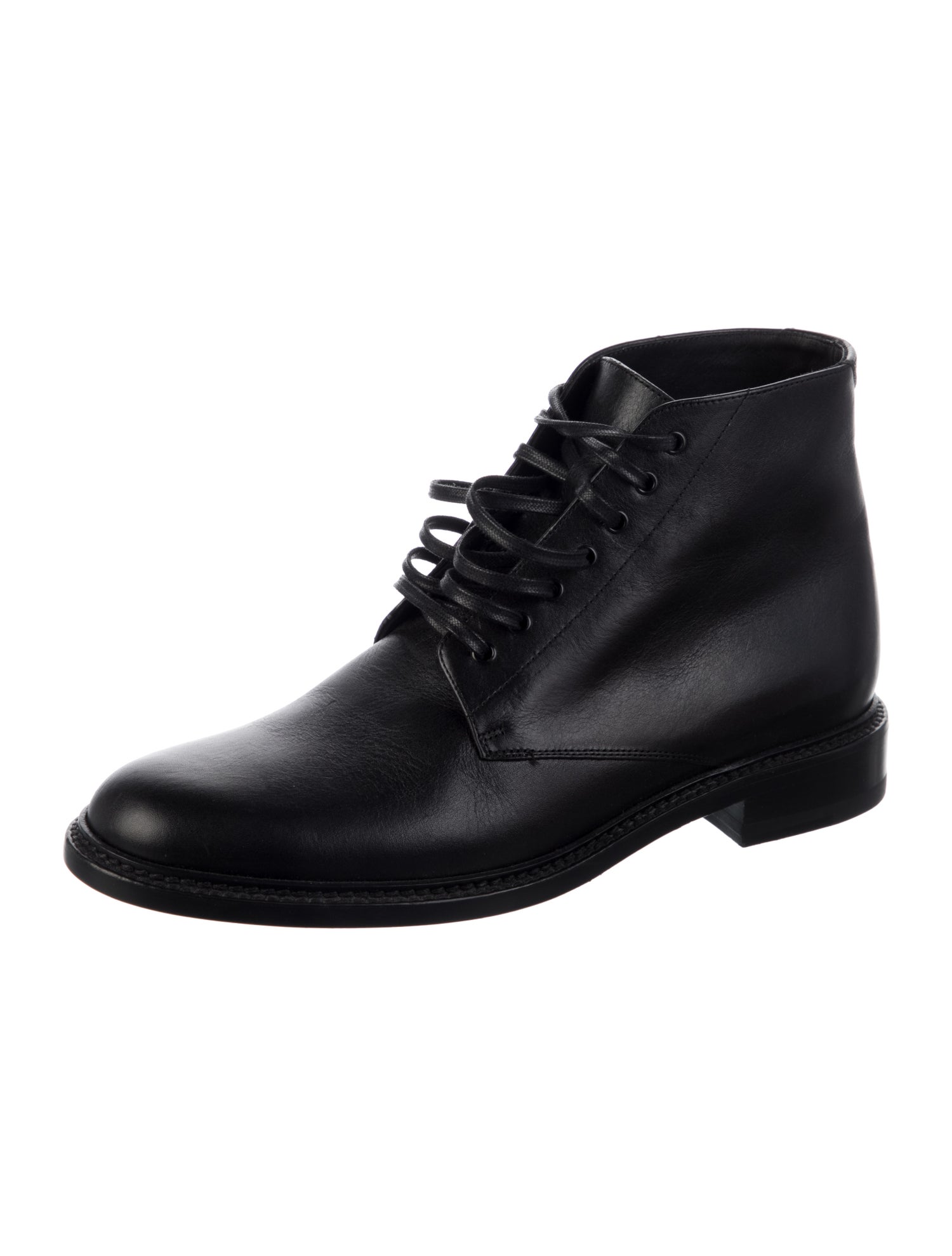 Saint Laurent Leather Lace-Up Boots